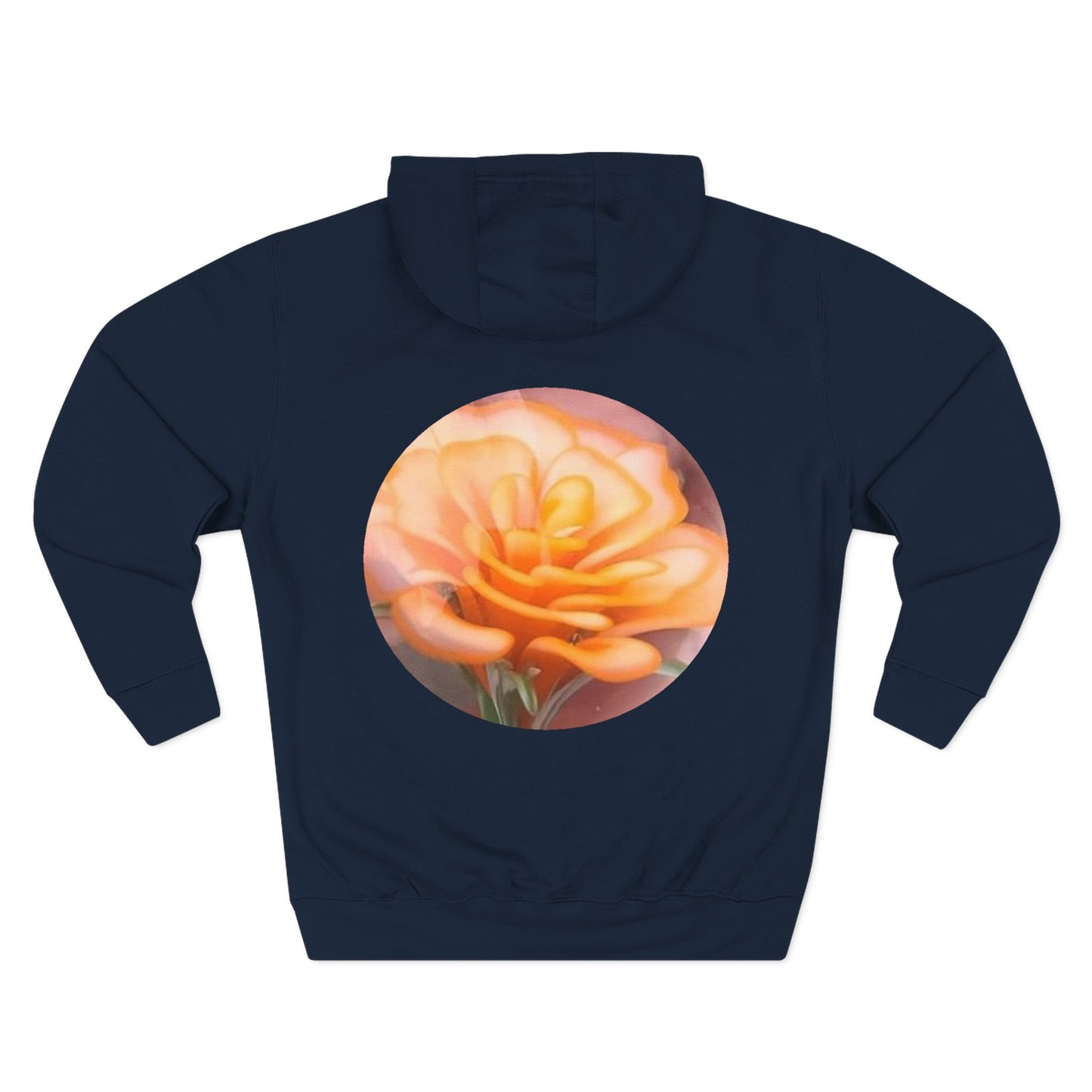 Orange Rose Circle Artwork Hoodie | Floral Back Print