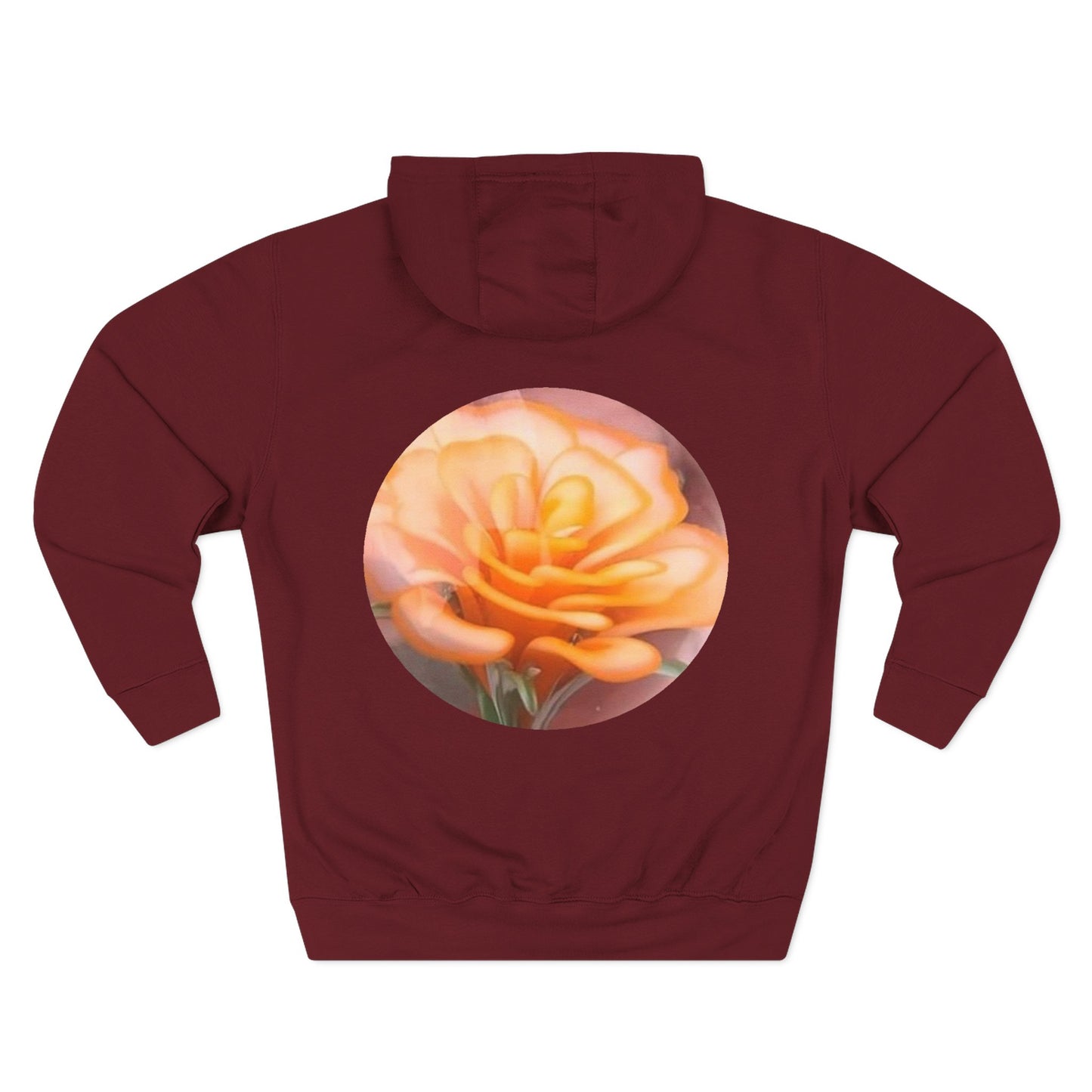 Orange Rose Circle Artwork Hoodie | Floral Back Print