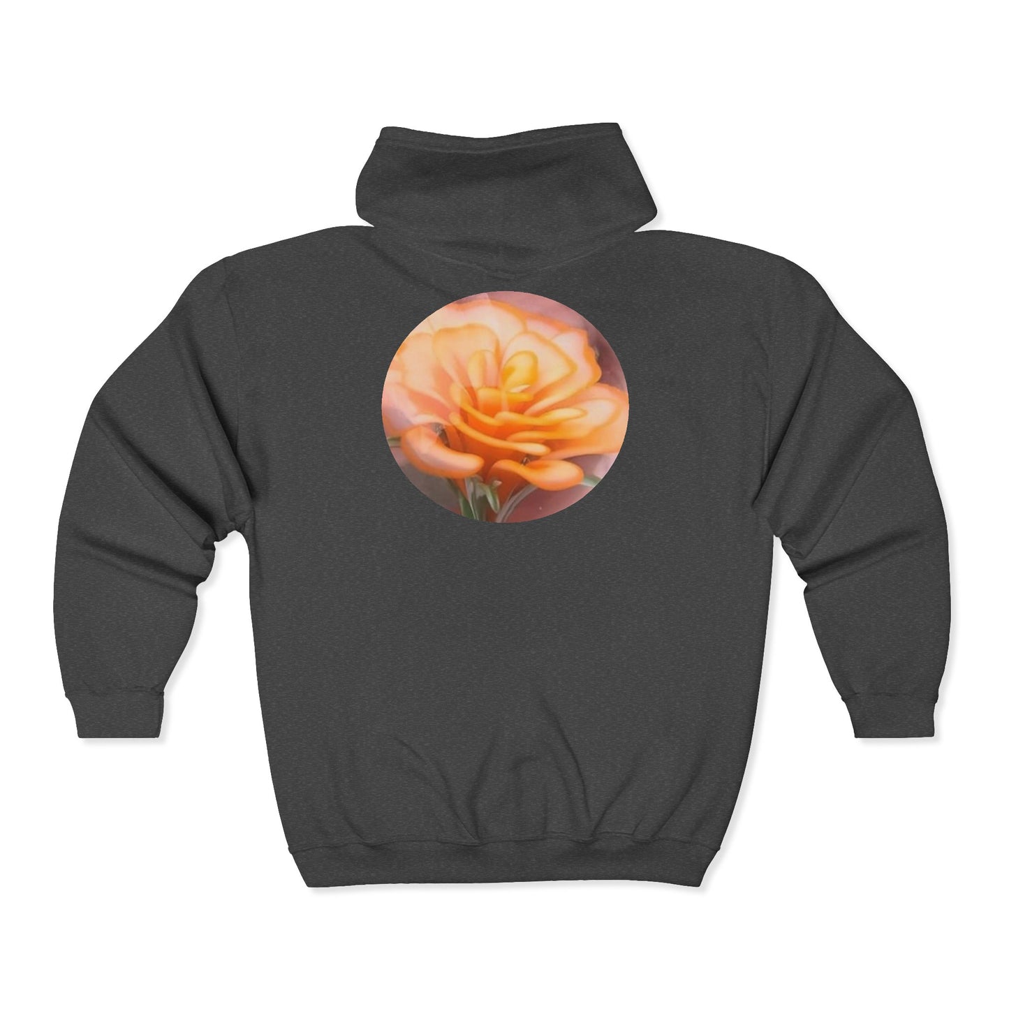 Peach Rose Circle Print Hoodie | Zip-Up Sweatshirt