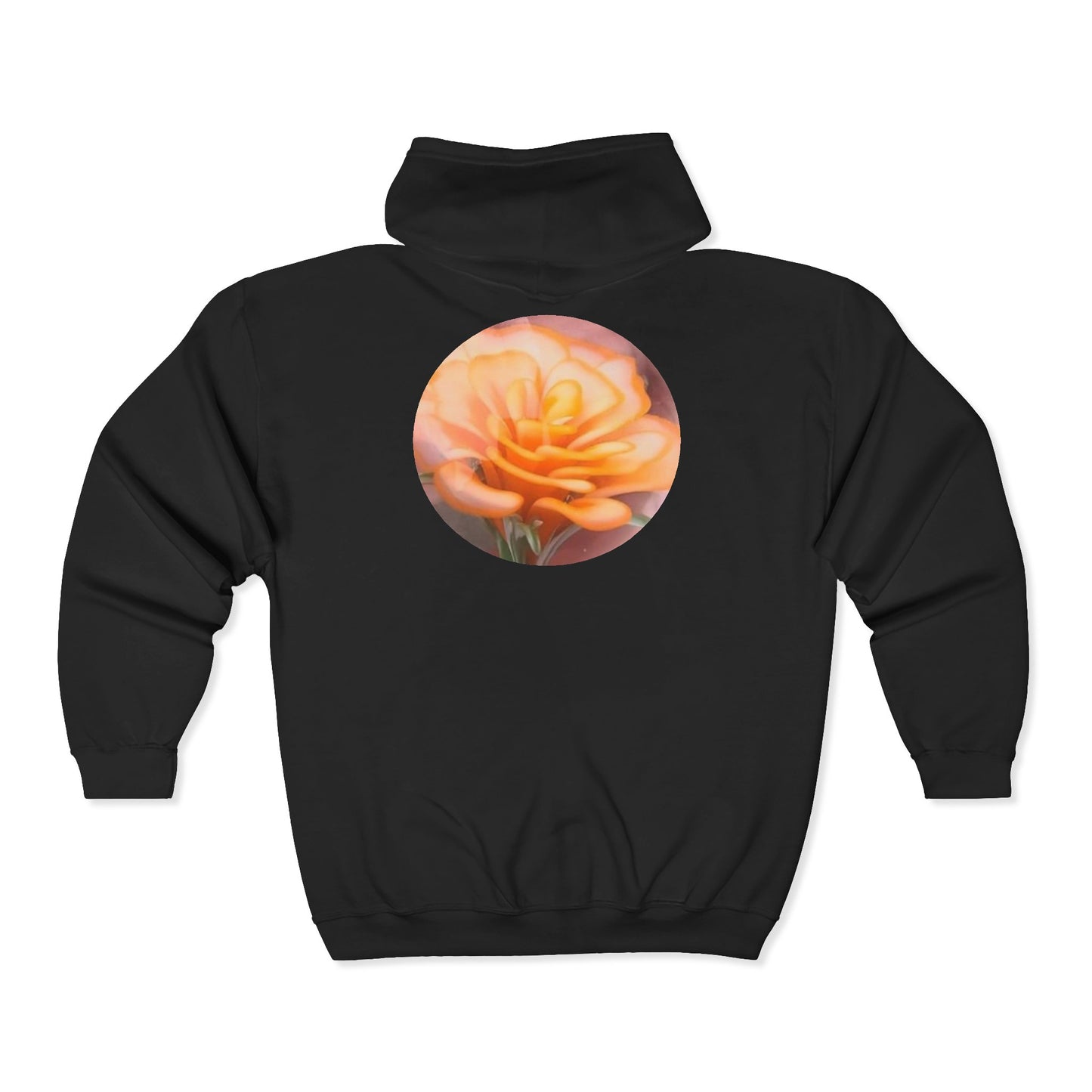 Peach Rose Circle Print Hoodie | Zip-Up Sweatshirt