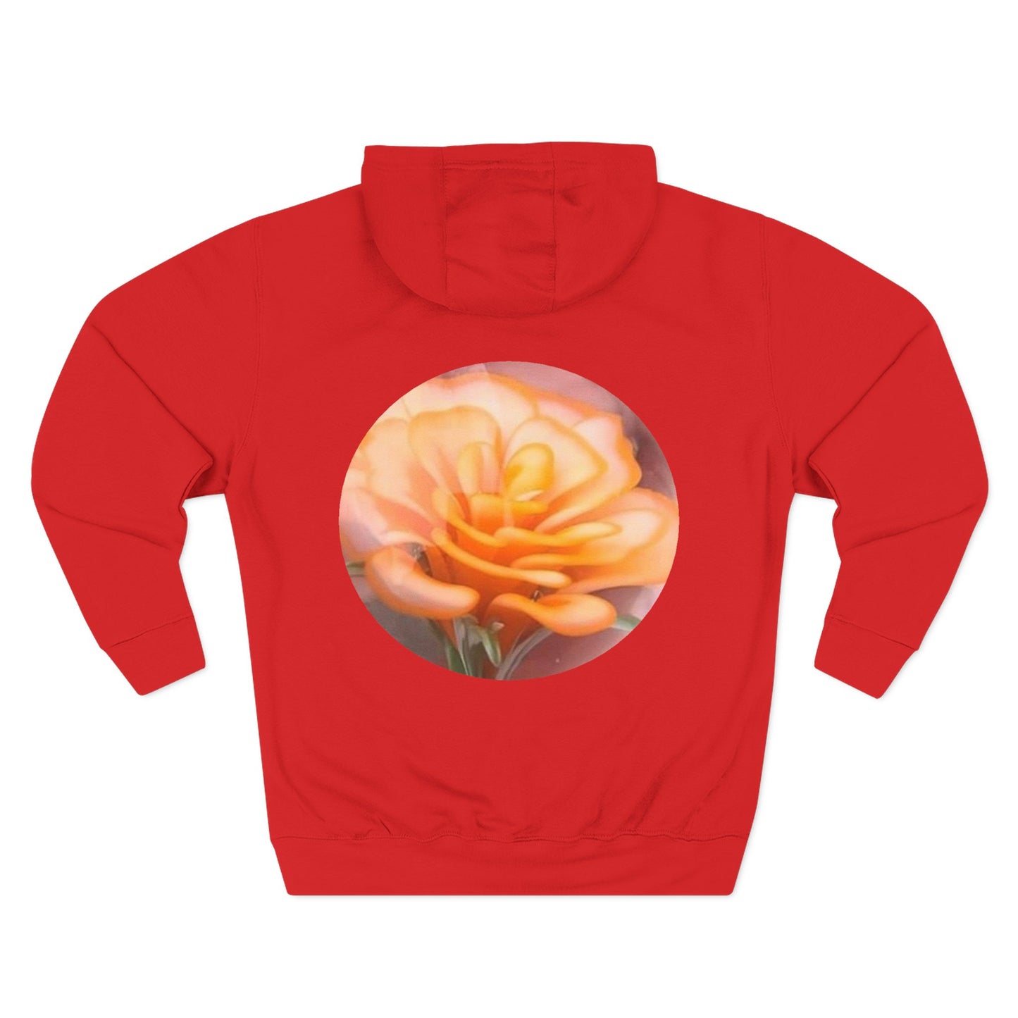 Orange Rose Circle Artwork Hoodie | Floral Back Print