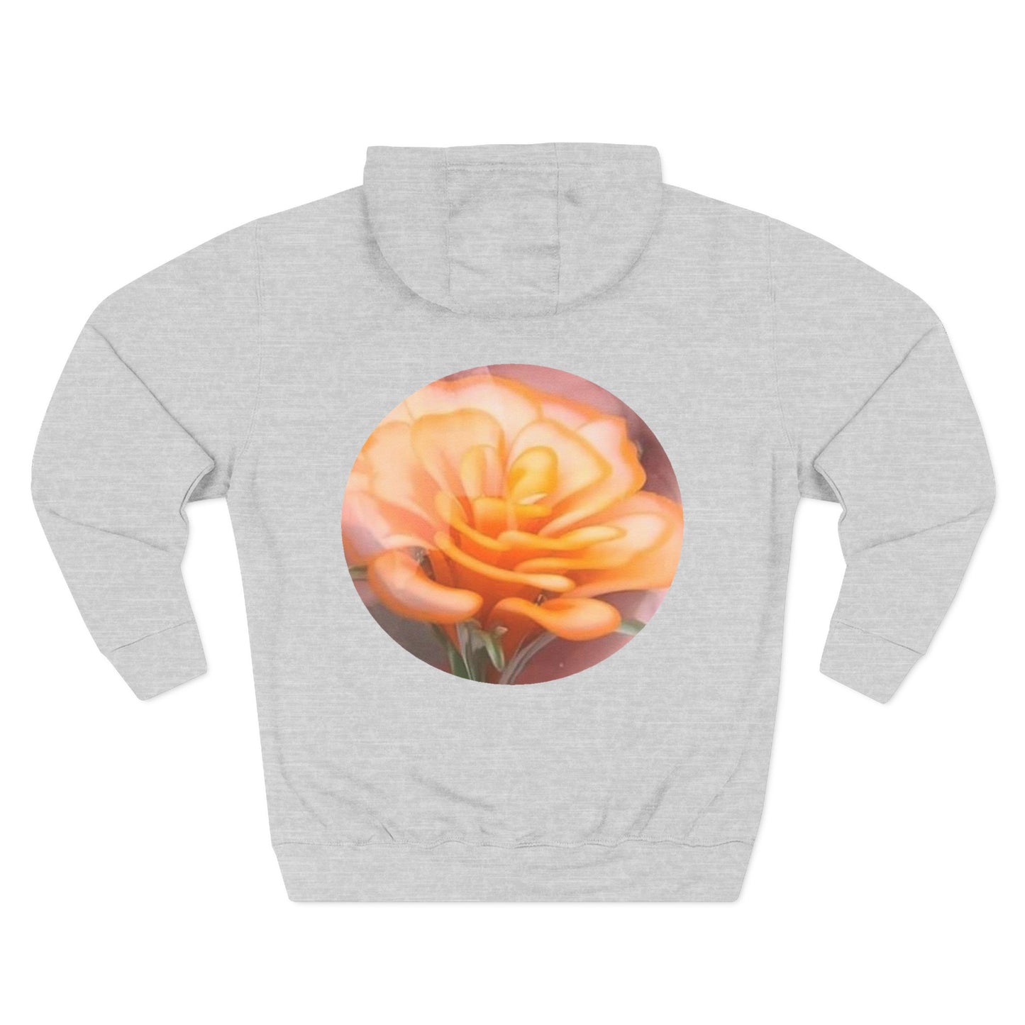 Orange Rose Circle Artwork Hoodie | Floral Back Print