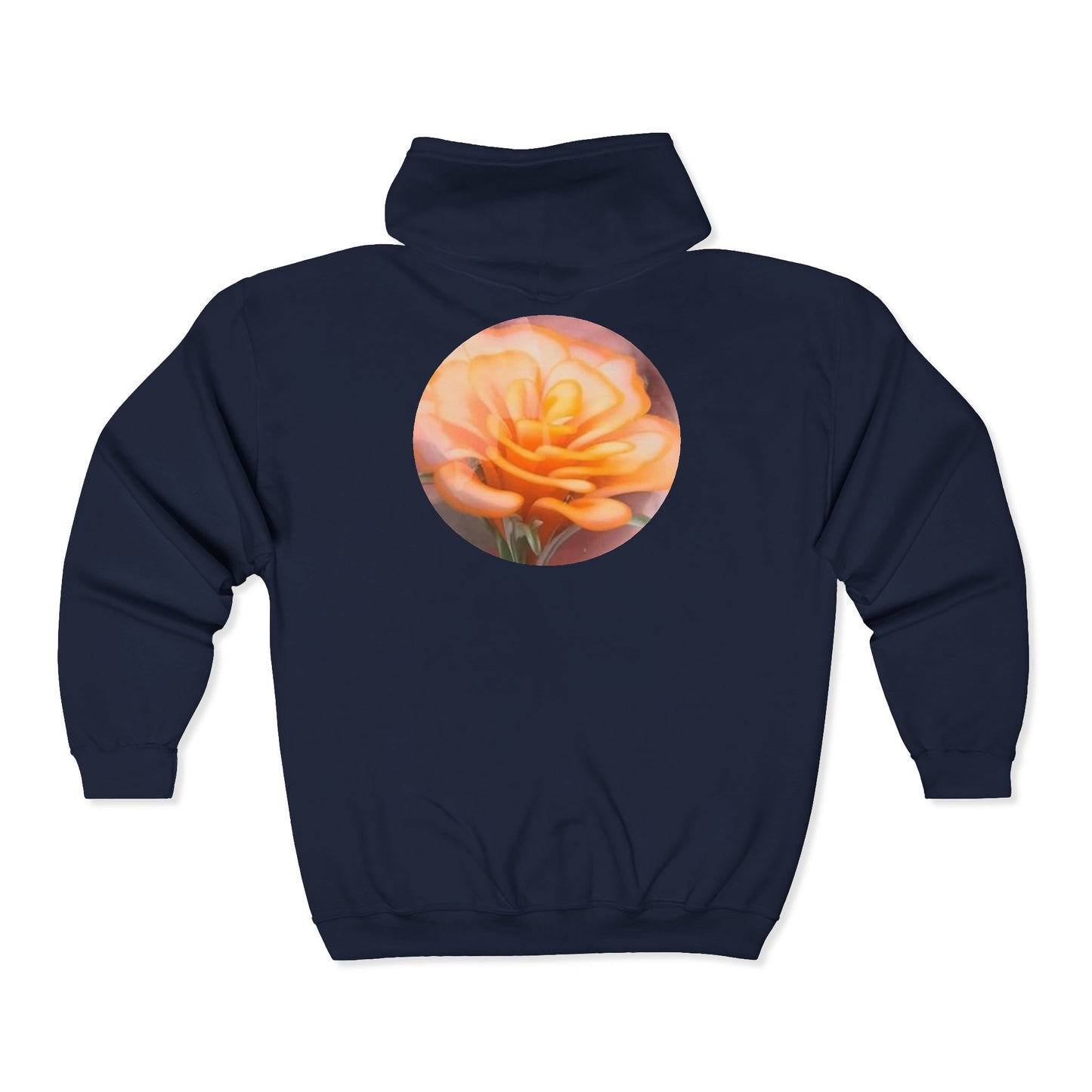 Peach Rose Circle Print Hoodie | Zip-Up Sweatshirt