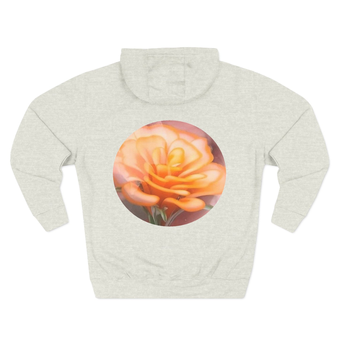 Orange Rose Circle Artwork Hoodie | Floral Back Print