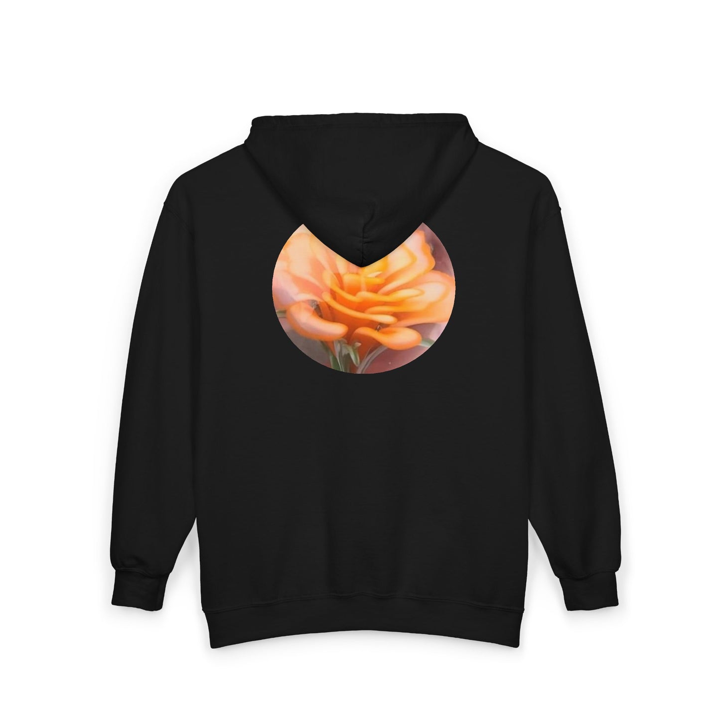 Peach Rose Circle Print Hoodie | Zip-Up Sweatshirt