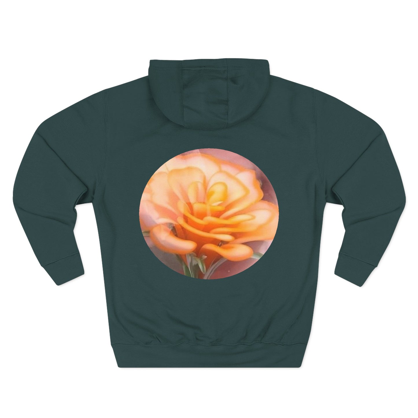 Orange Rose Circle Artwork Hoodie | Floral Back Print