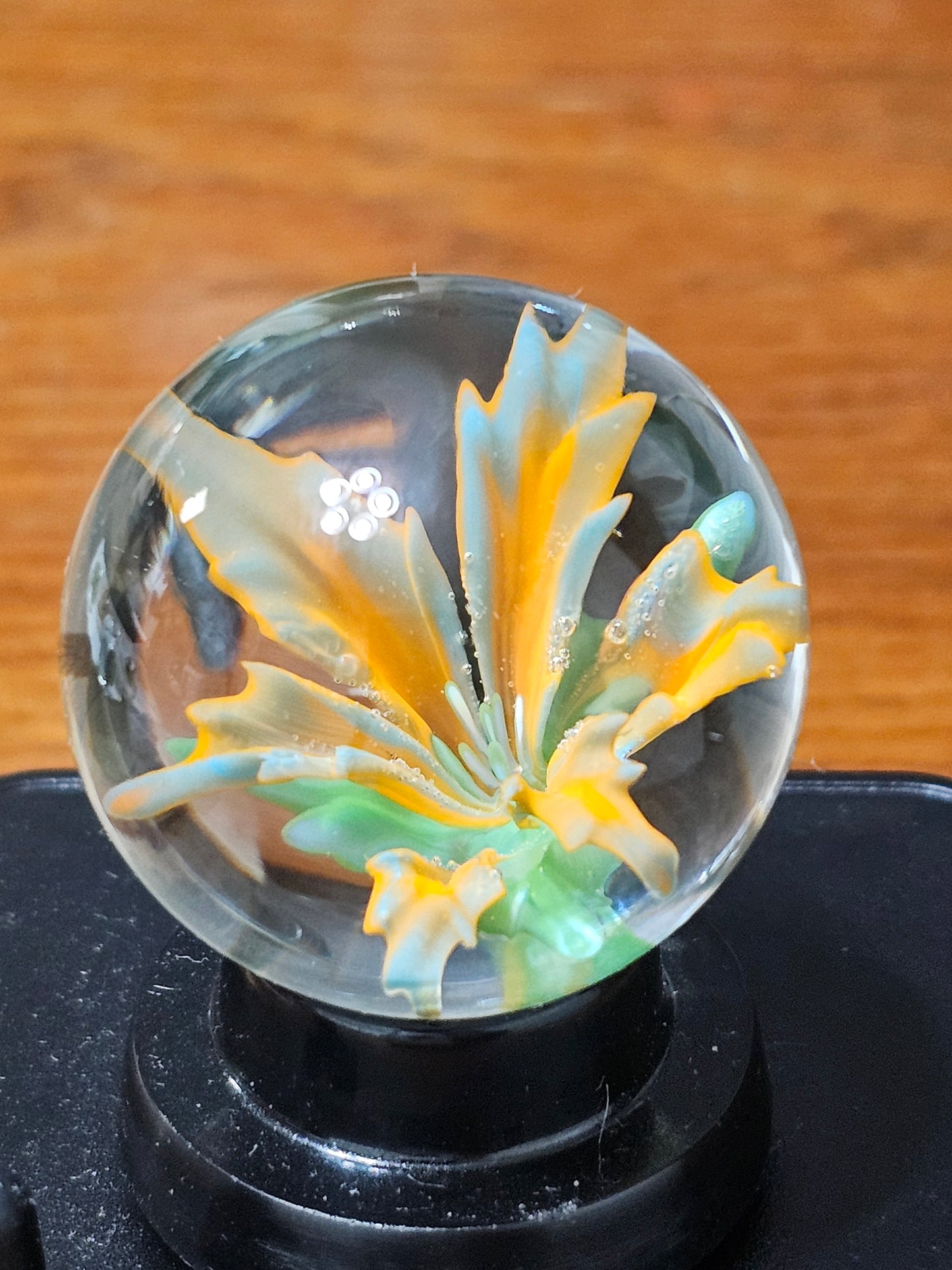 Orange and teal floral marble