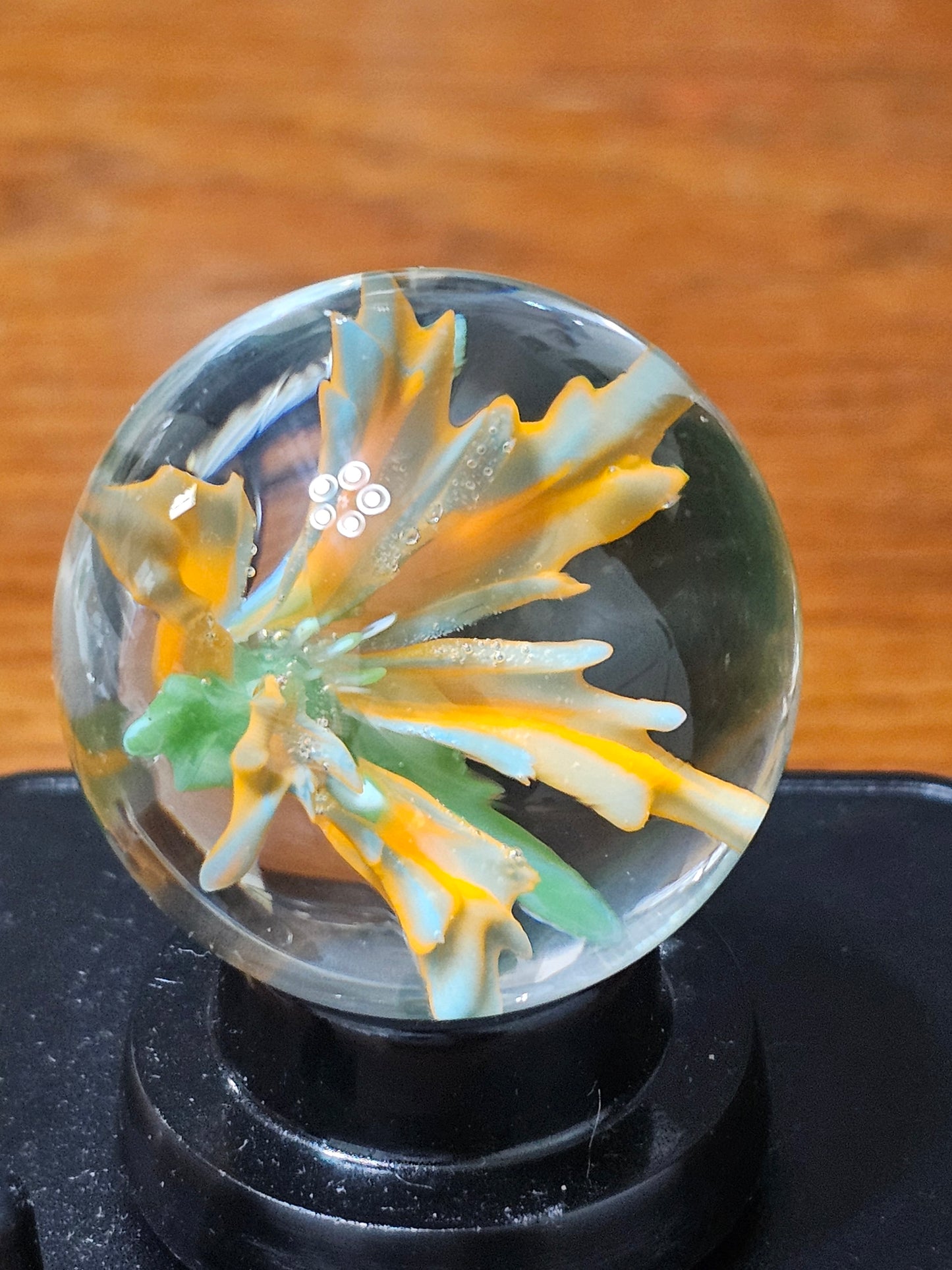 Orange and teal floral marble