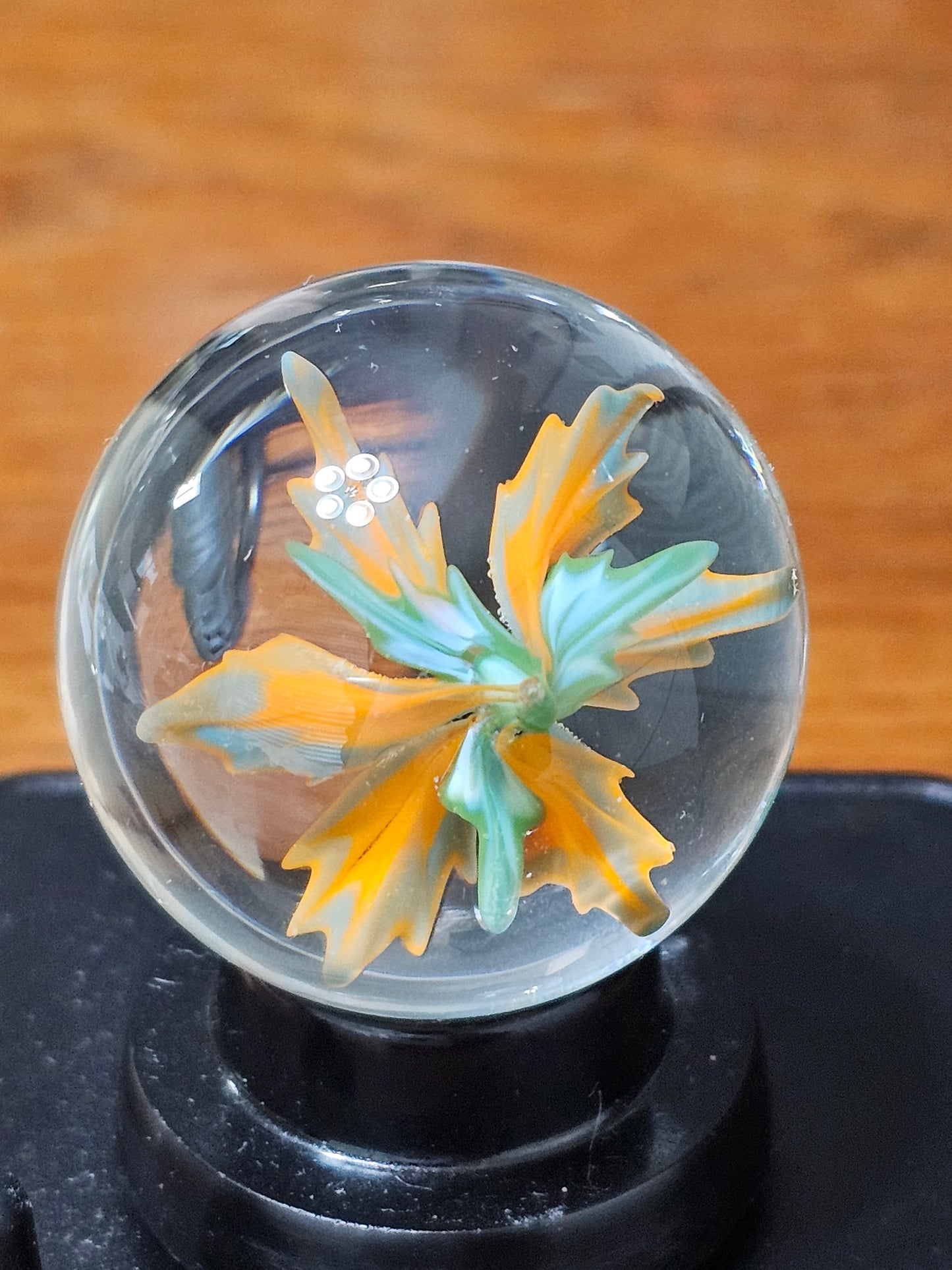 Orange and teal floral marble