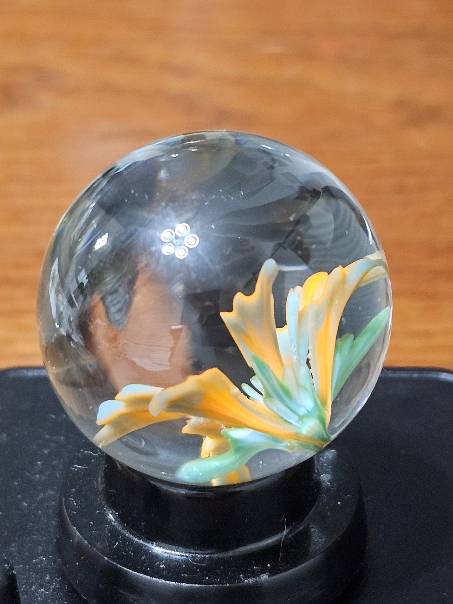 Orange and teal floral marble
