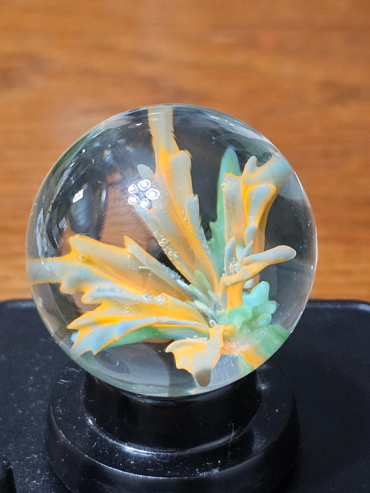 Orange and teal floral marble