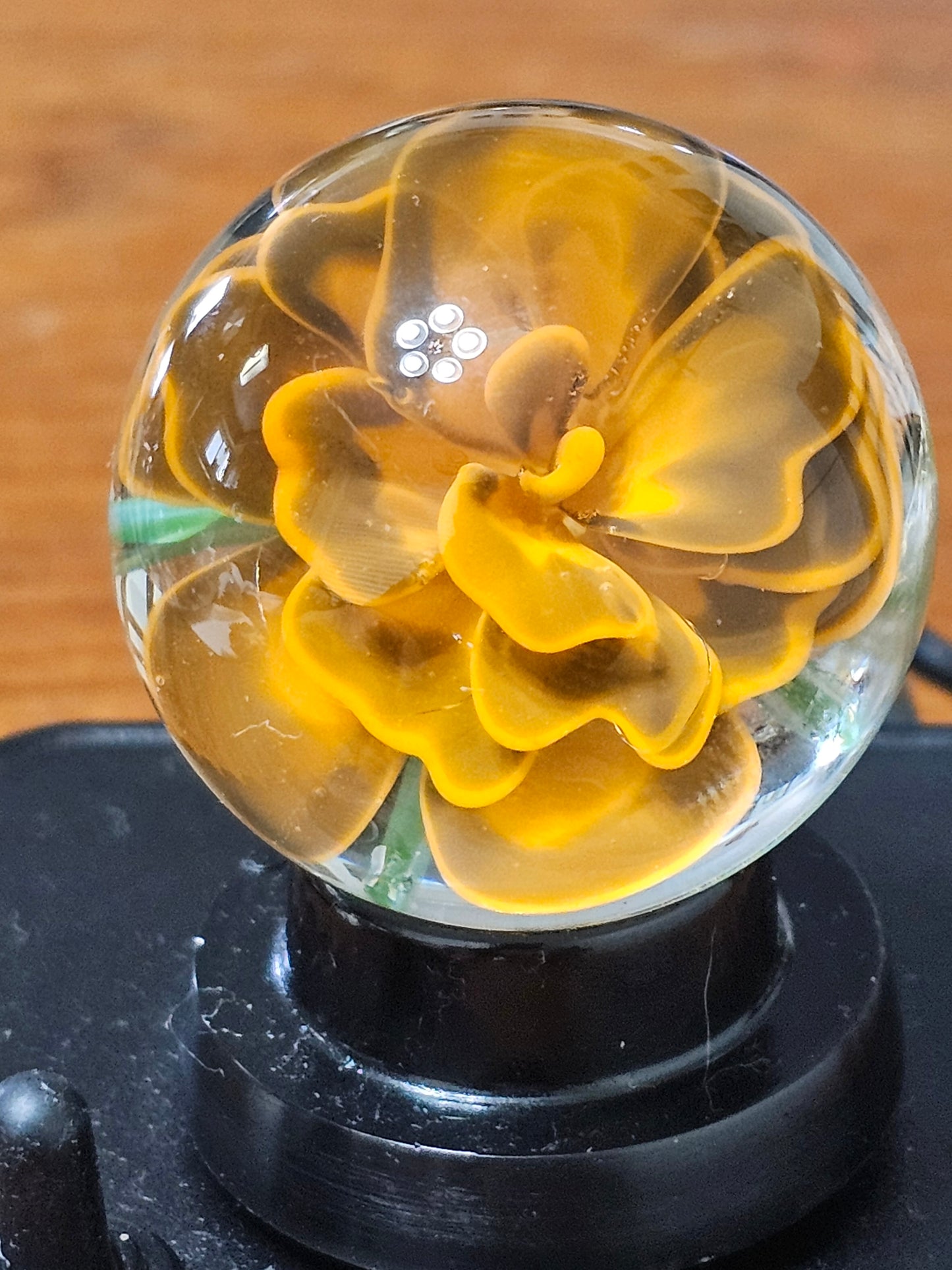 Orange and Jet Black Floral Marble