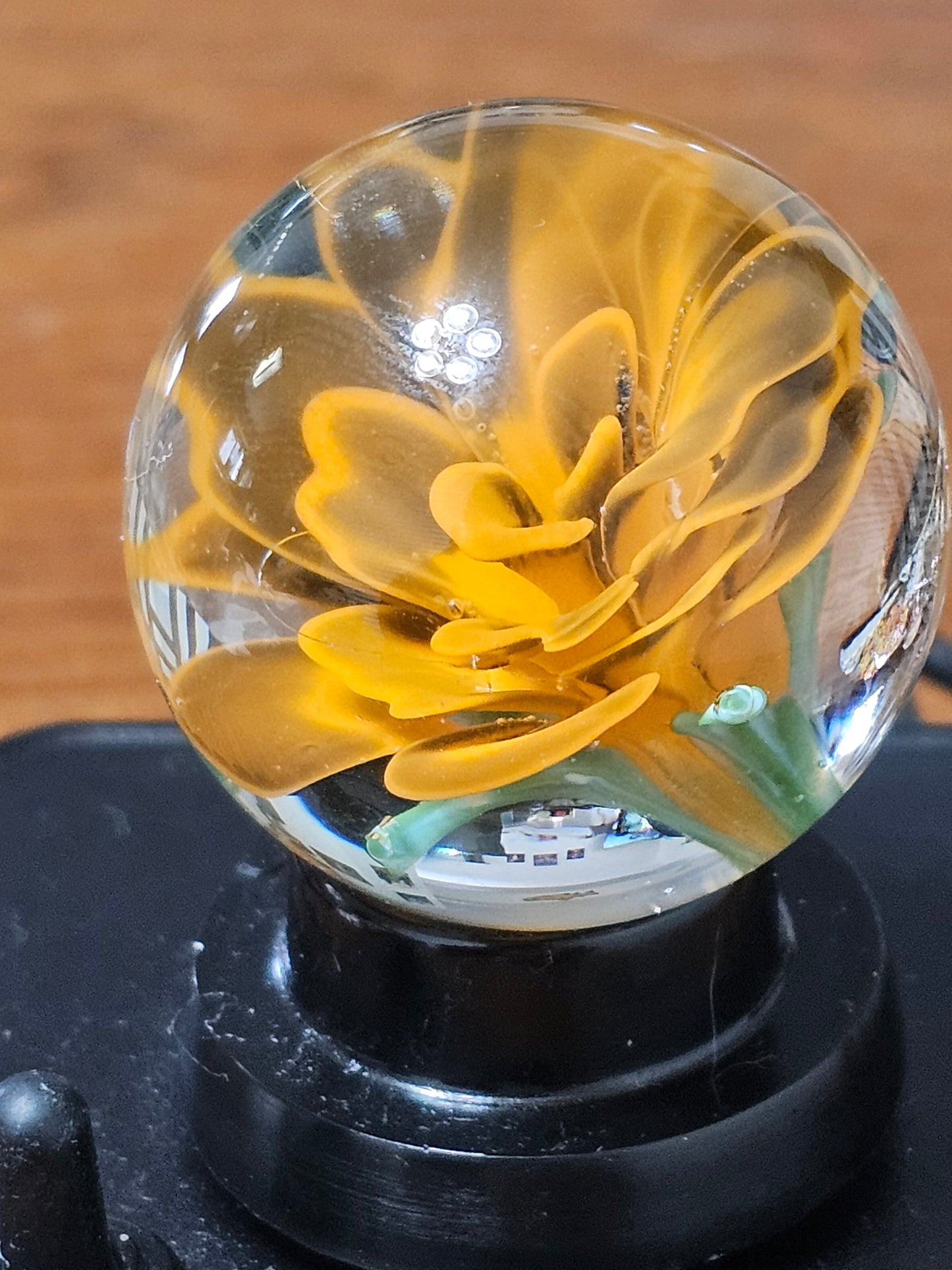 Orange and Jet Black Floral Marble