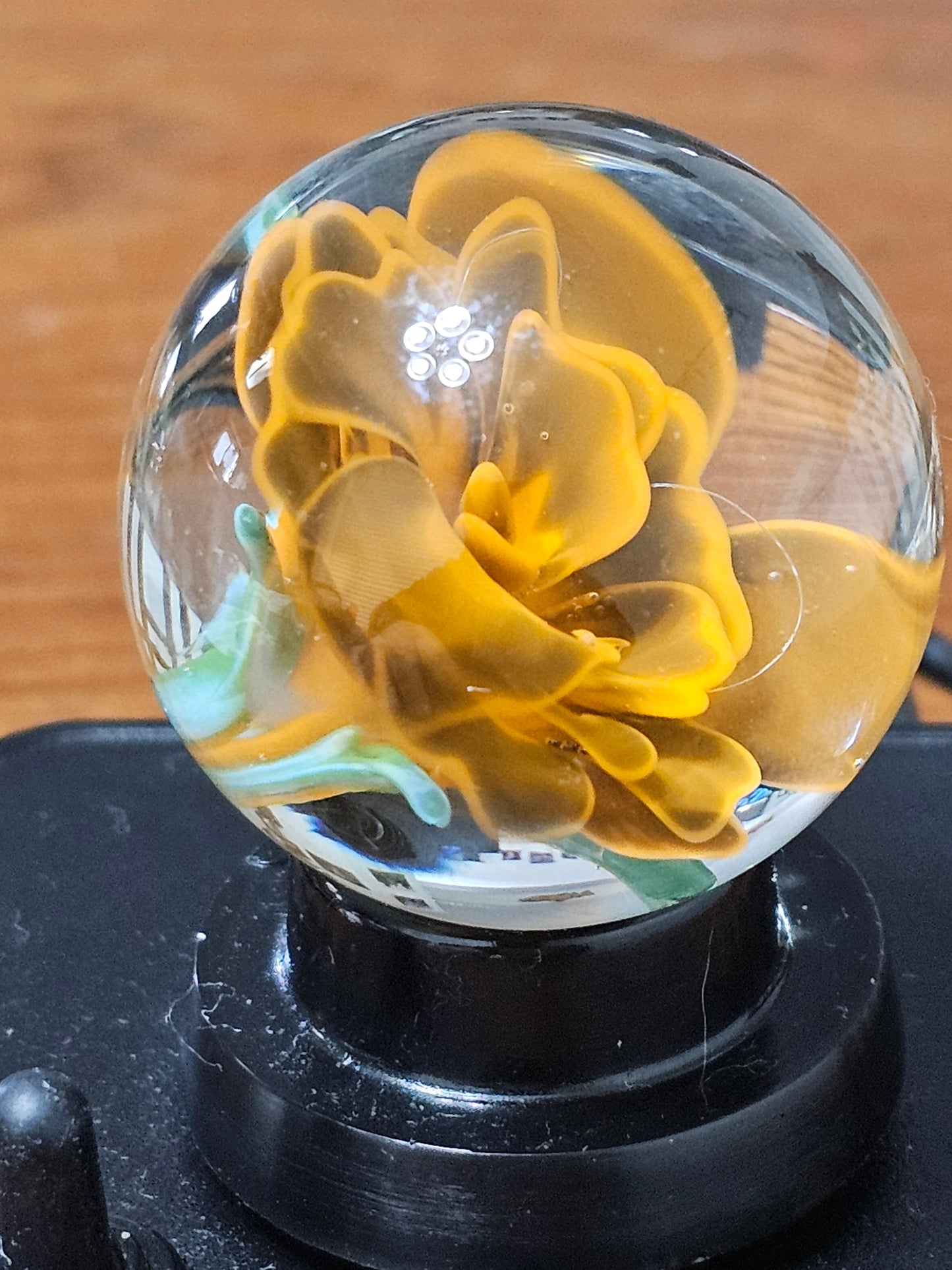 Orange and Jet Black Floral Marble