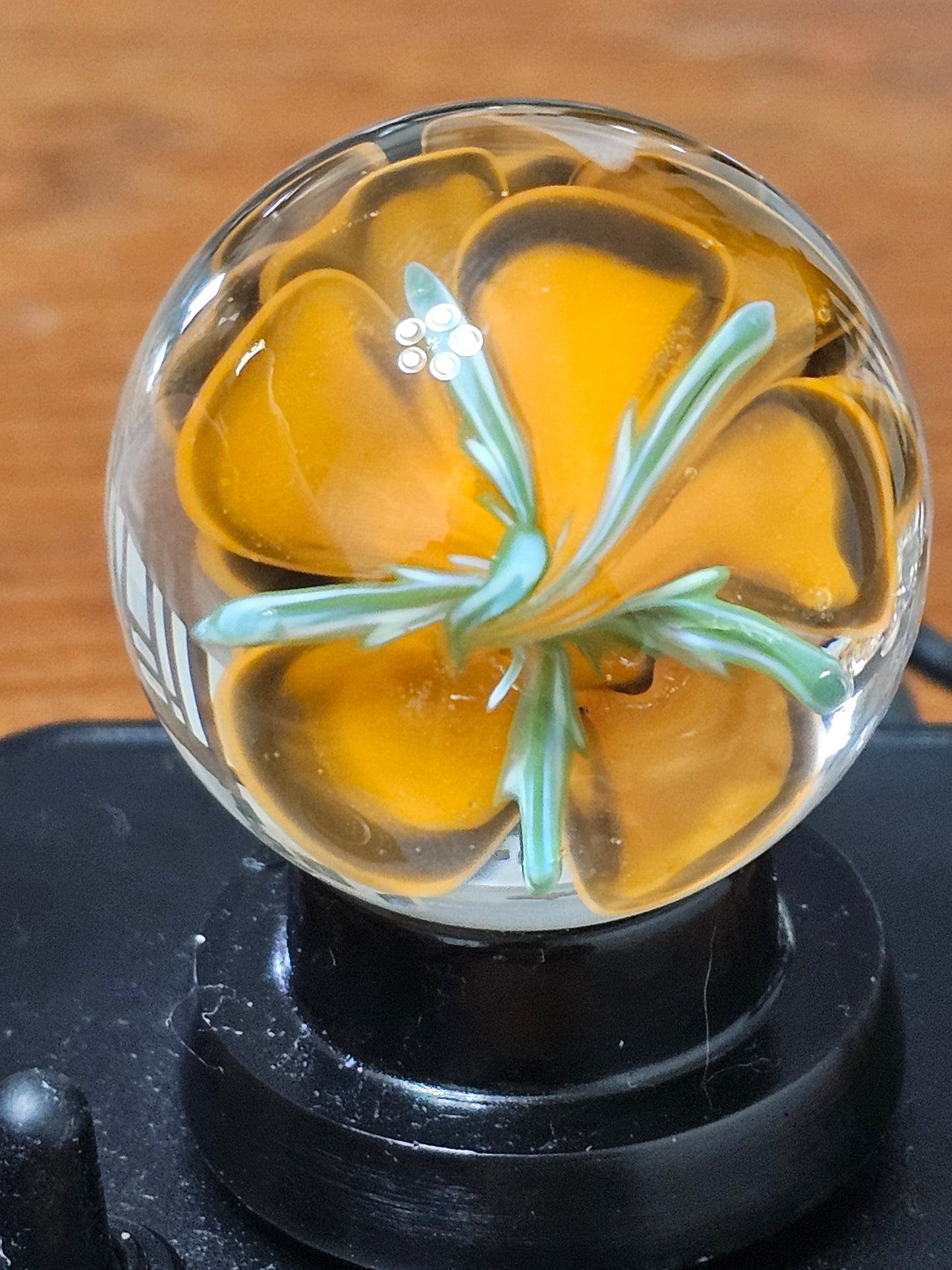 Orange and Jet Black Floral Marble