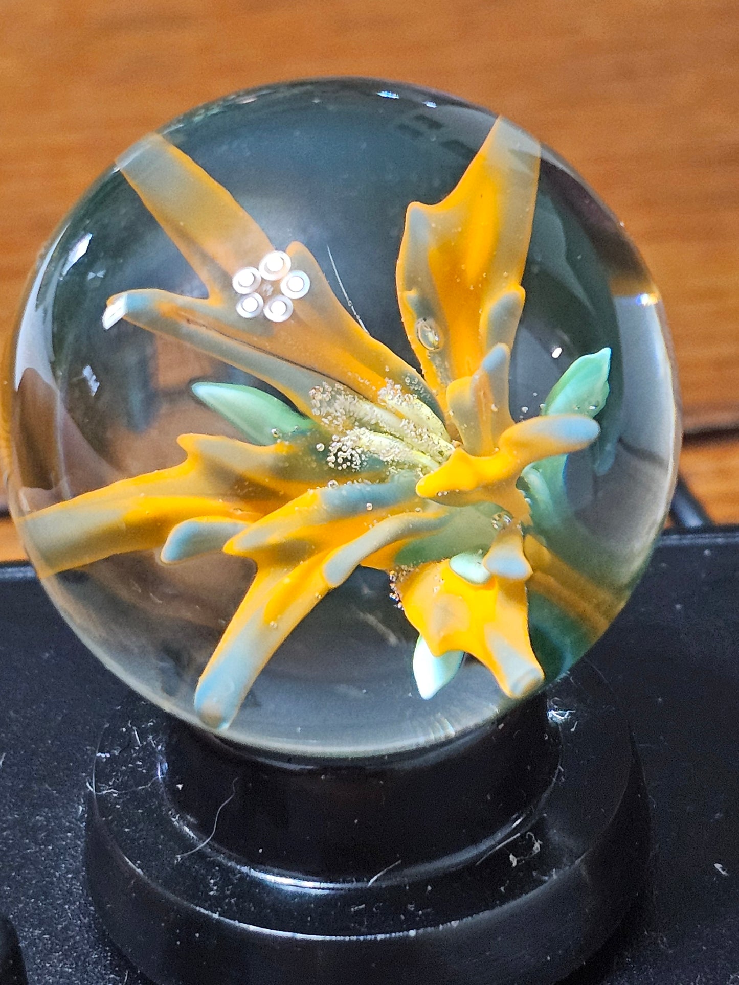 Peacock Blue and Lava Orange Floral Marble