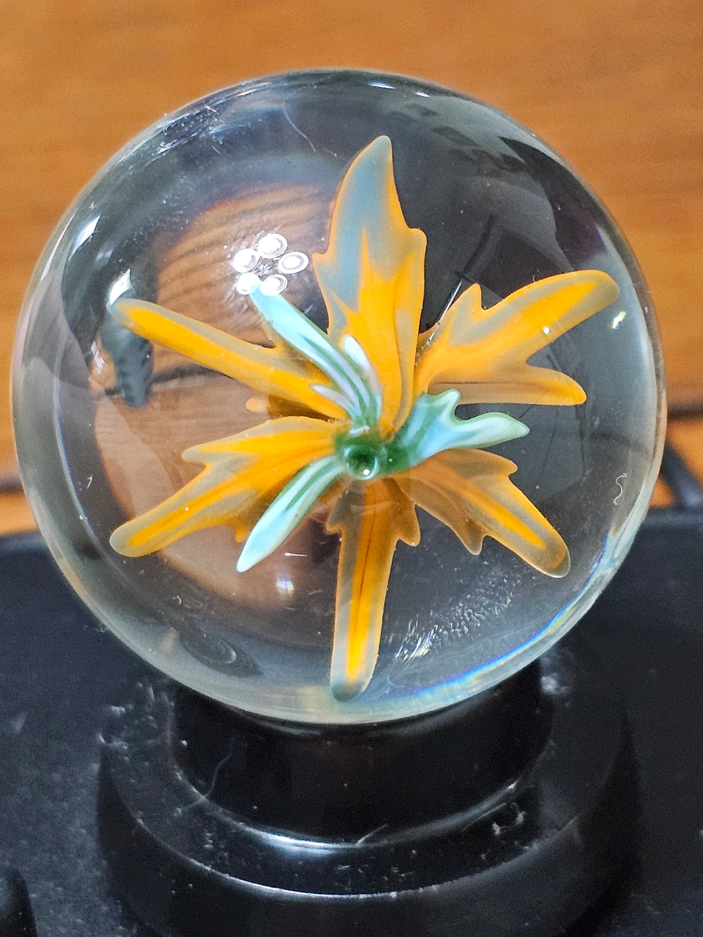 Peacock Blue and Lava Orange Floral Marble