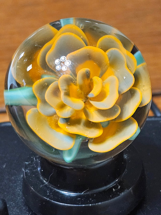 Peacock Blue and Lava Orange Floral Marble