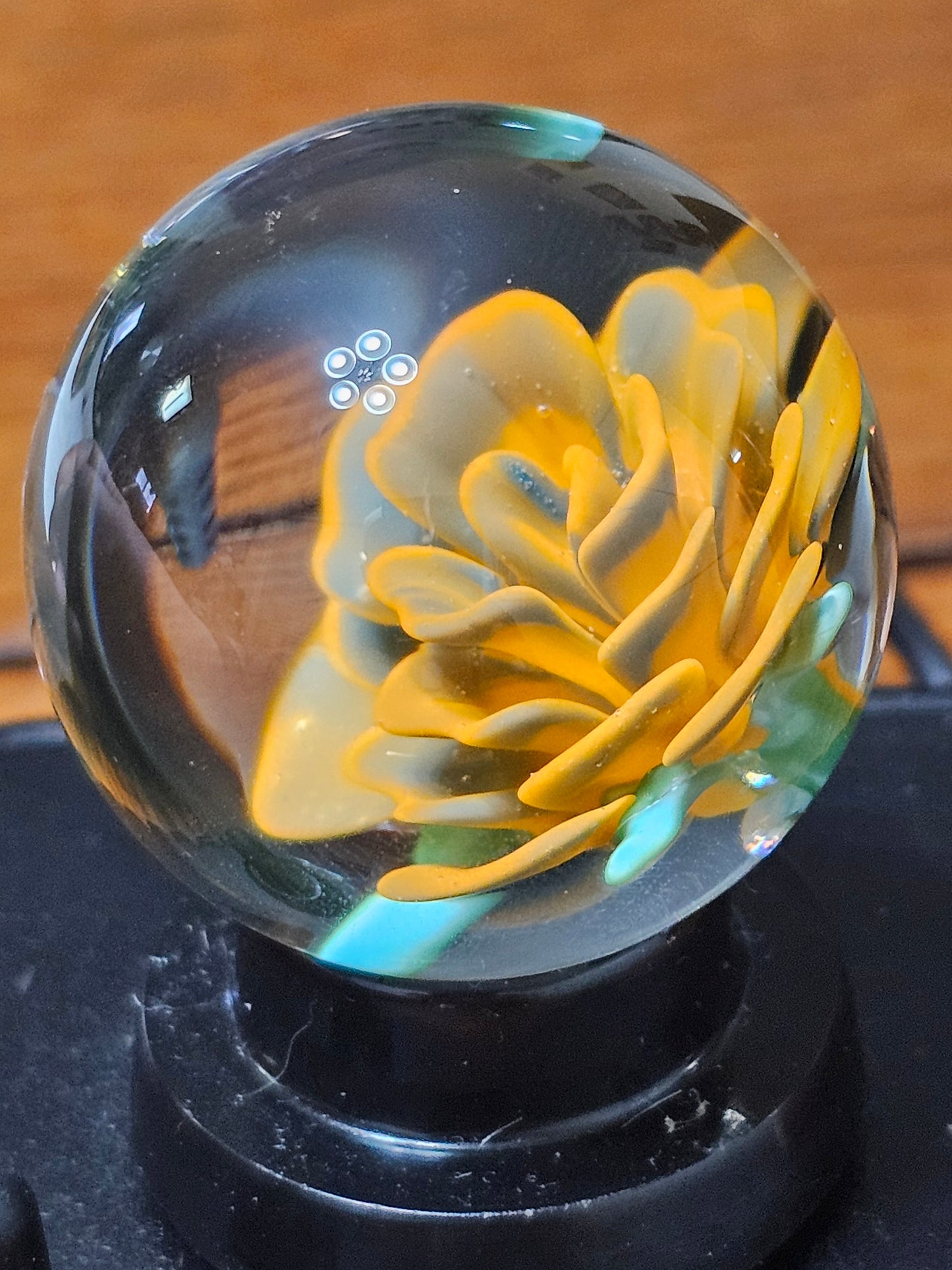 Peacock Blue and Lava Orange Floral Marble