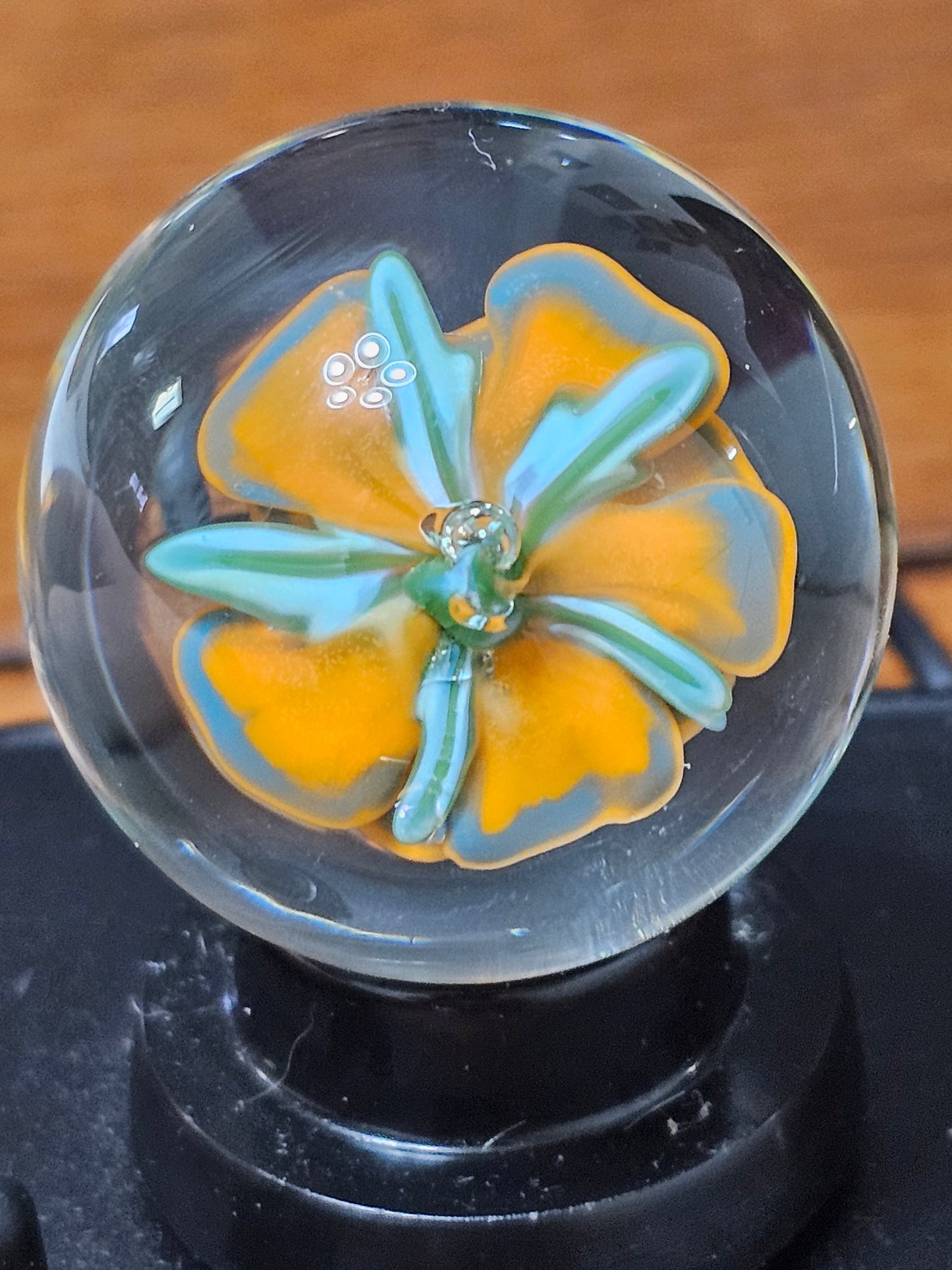 Peacock Blue and Lava Orange Floral Marble
