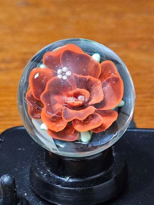 Poppy Red & Jet Black Floral Marble
