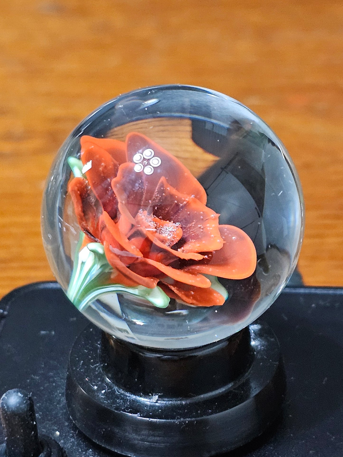 Poppy Red & Jet Black Floral Marble