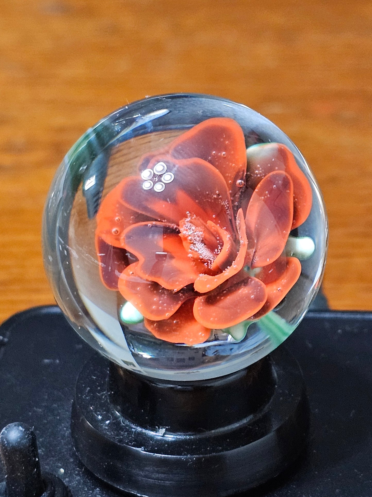 Poppy Red & Jet Black Floral Marble