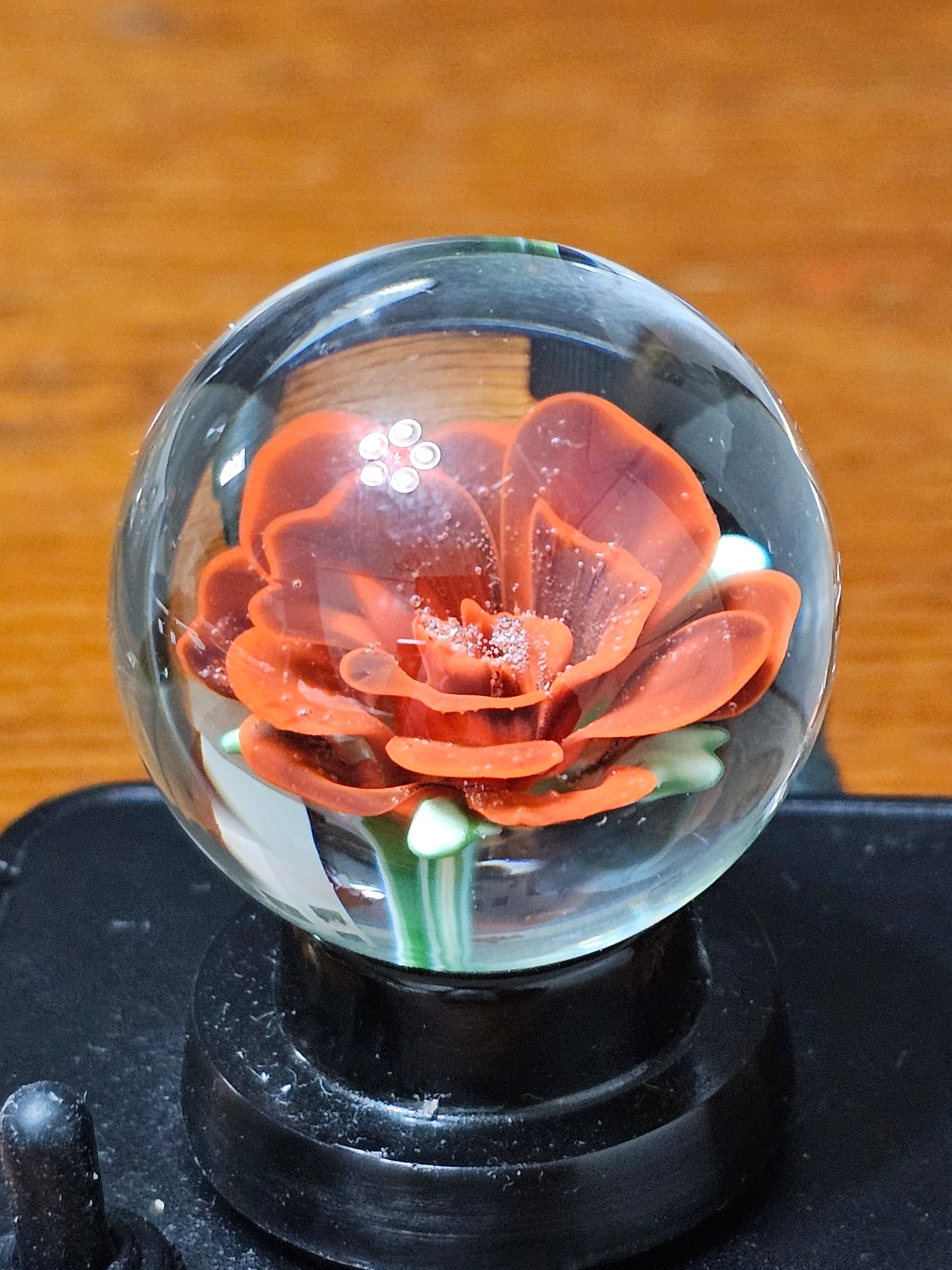Poppy Red & Jet Black Floral Marble