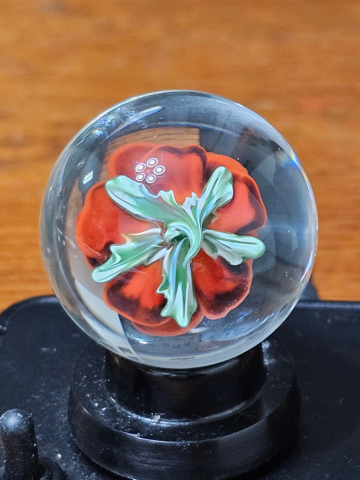 Poppy Red & Jet Black Floral Marble