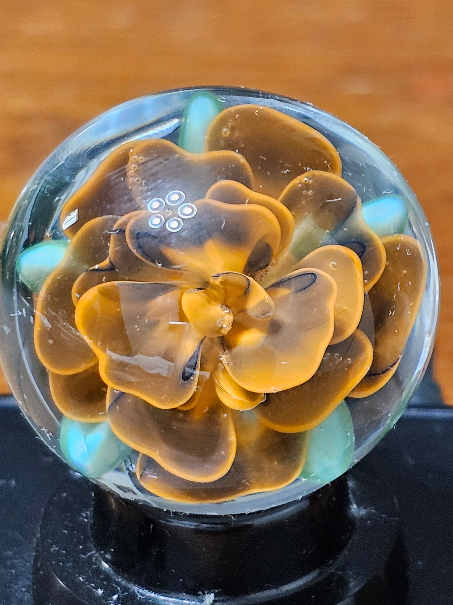 Lava Orange and Jet Black Floral Marble