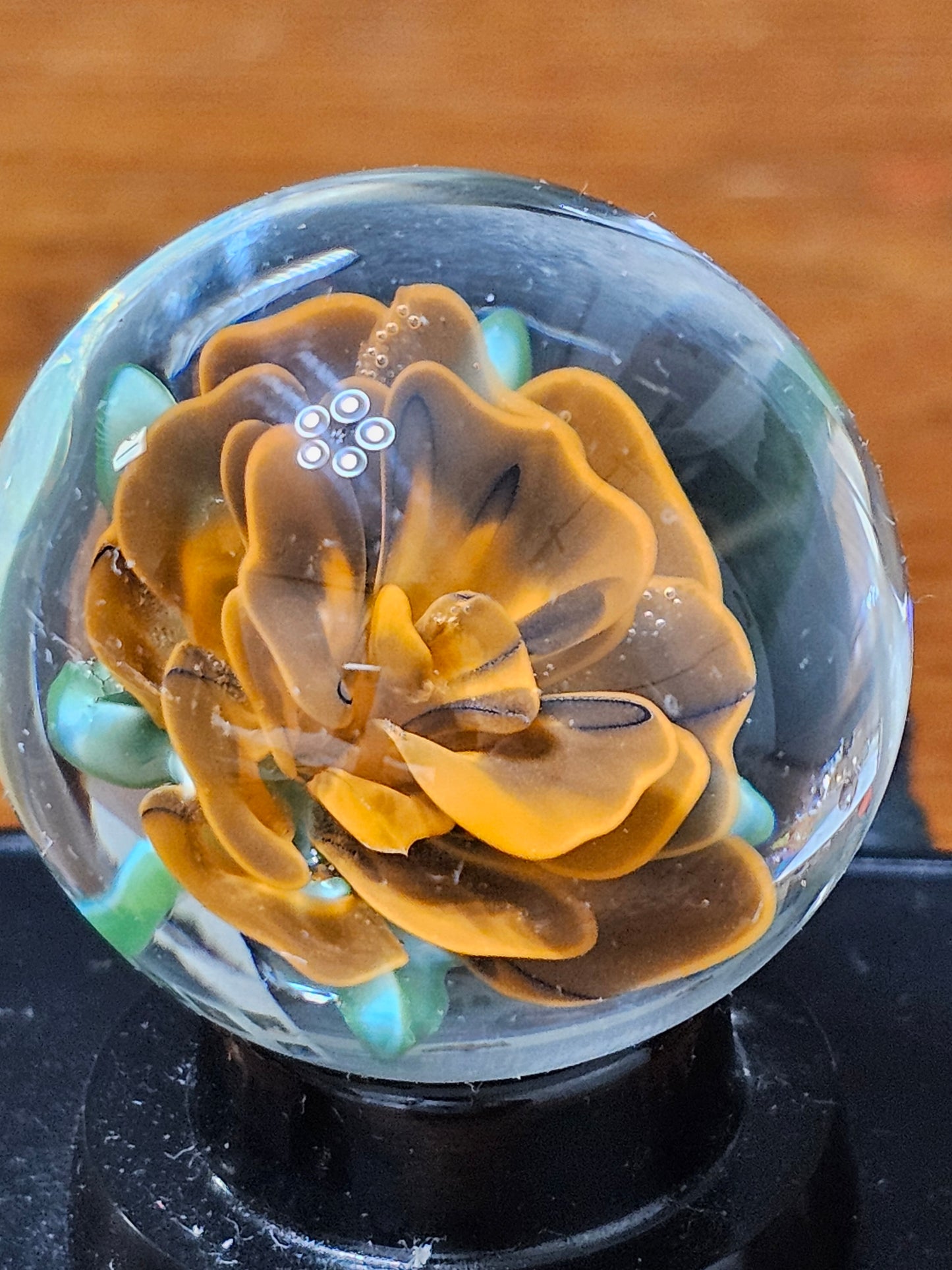Lava Orange and Jet Black Floral Marble