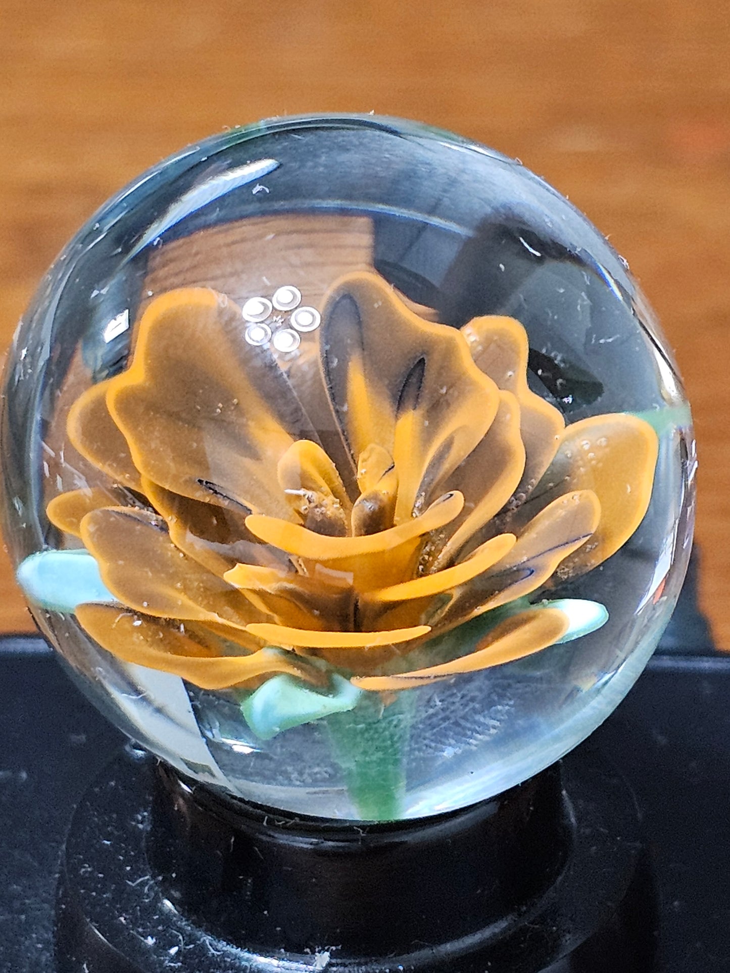 Lava Orange and Jet Black Floral Marble