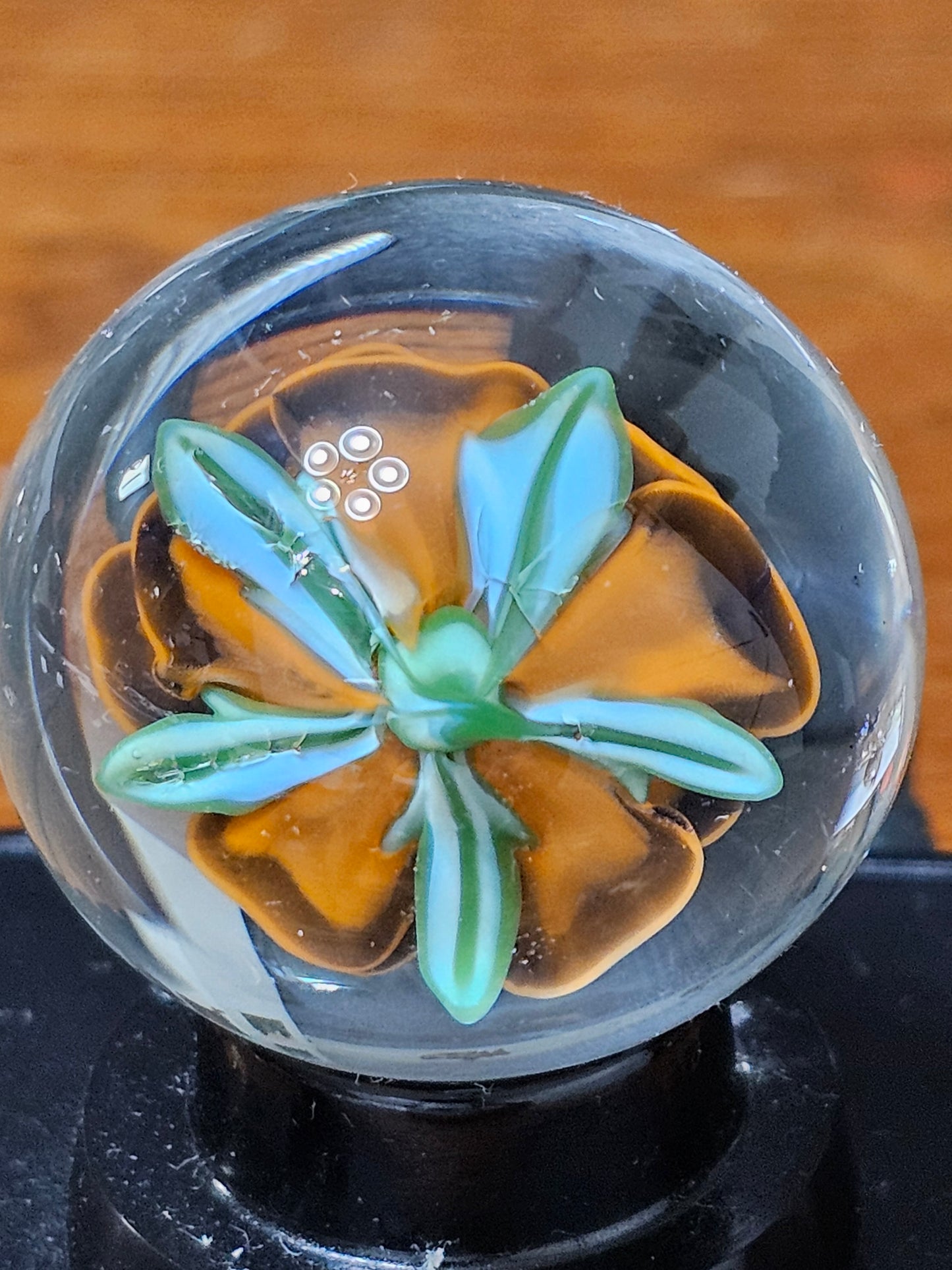 Lava Orange and Jet Black Floral Marble