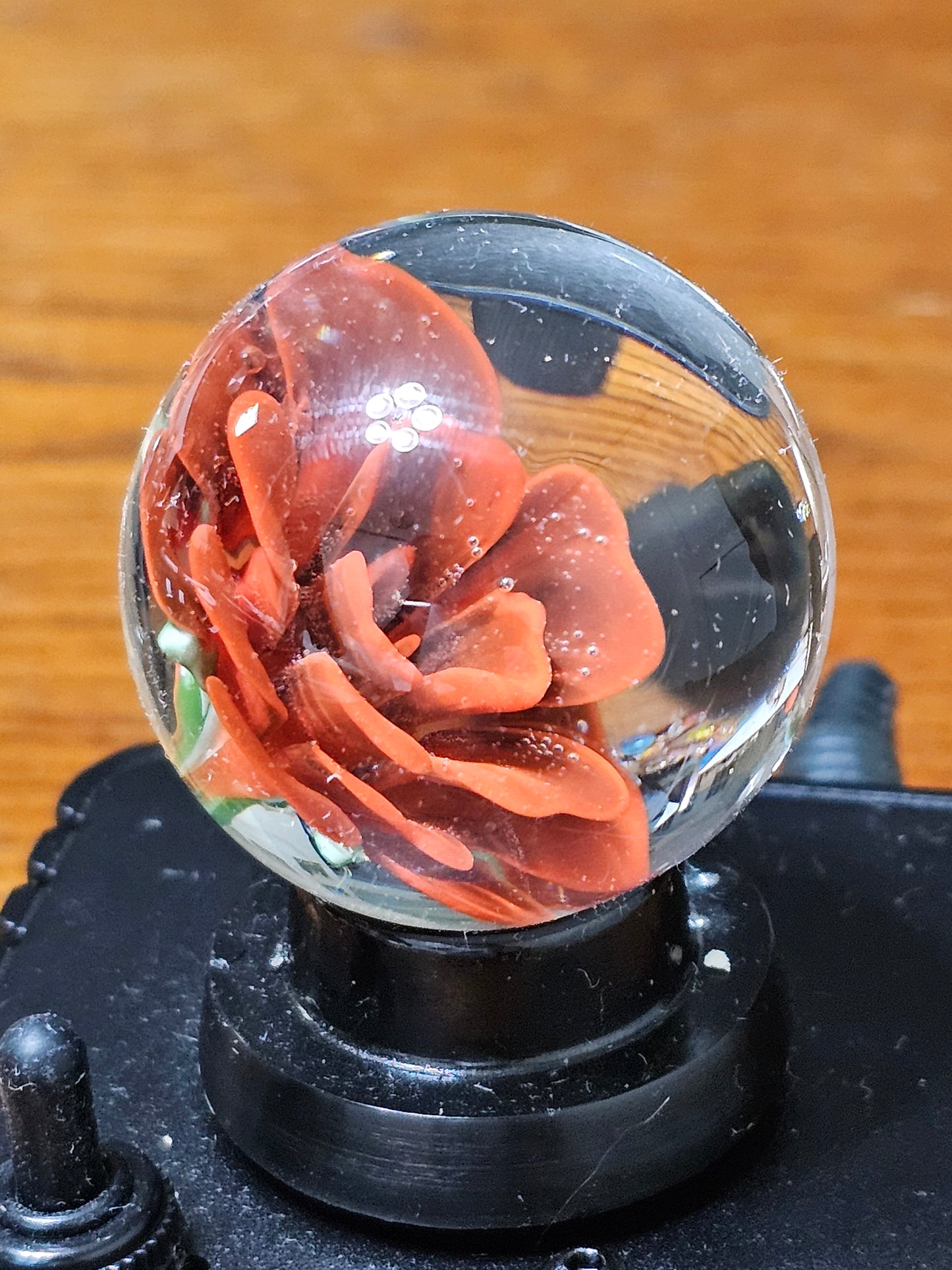 Poppy Red & Jet Black Floral Marble