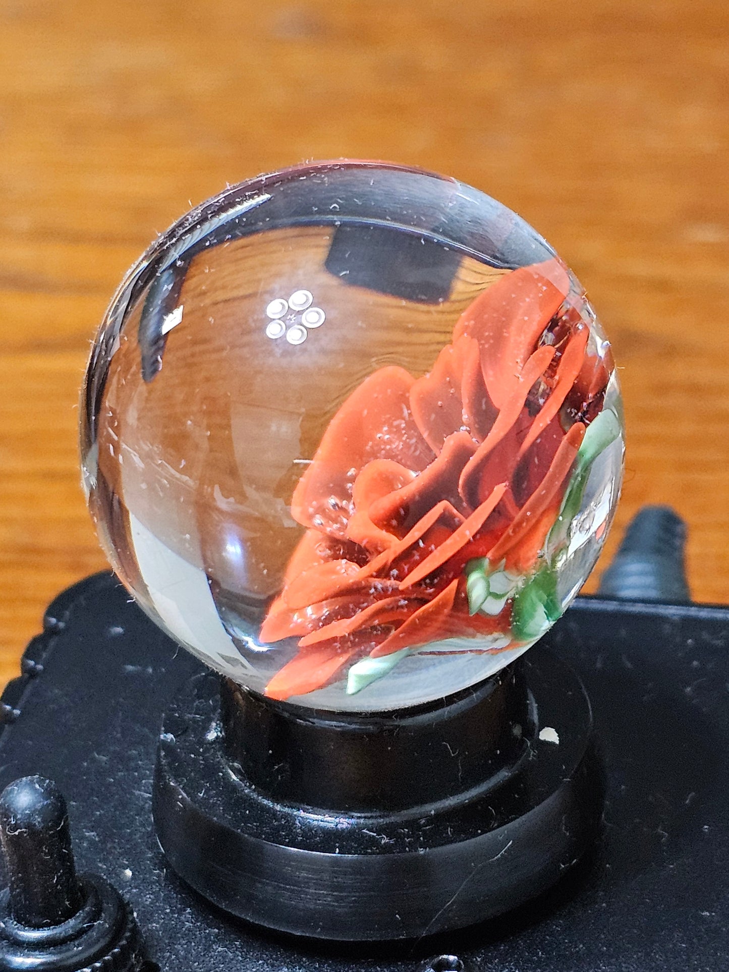 Poppy Red & Jet Black Floral Marble