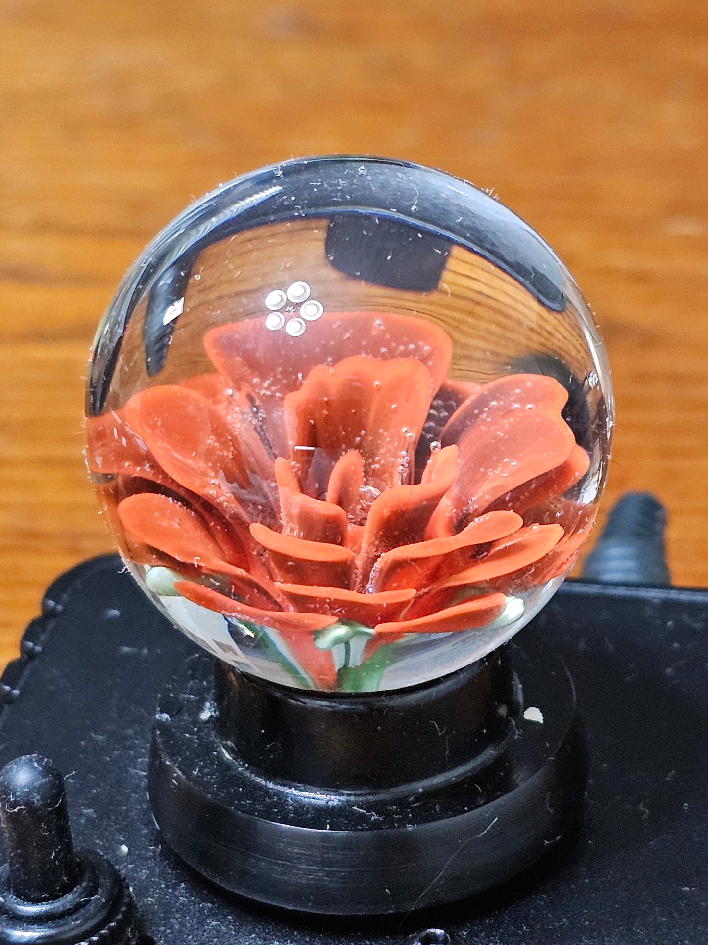 Poppy Red & Jet Black Floral Marble