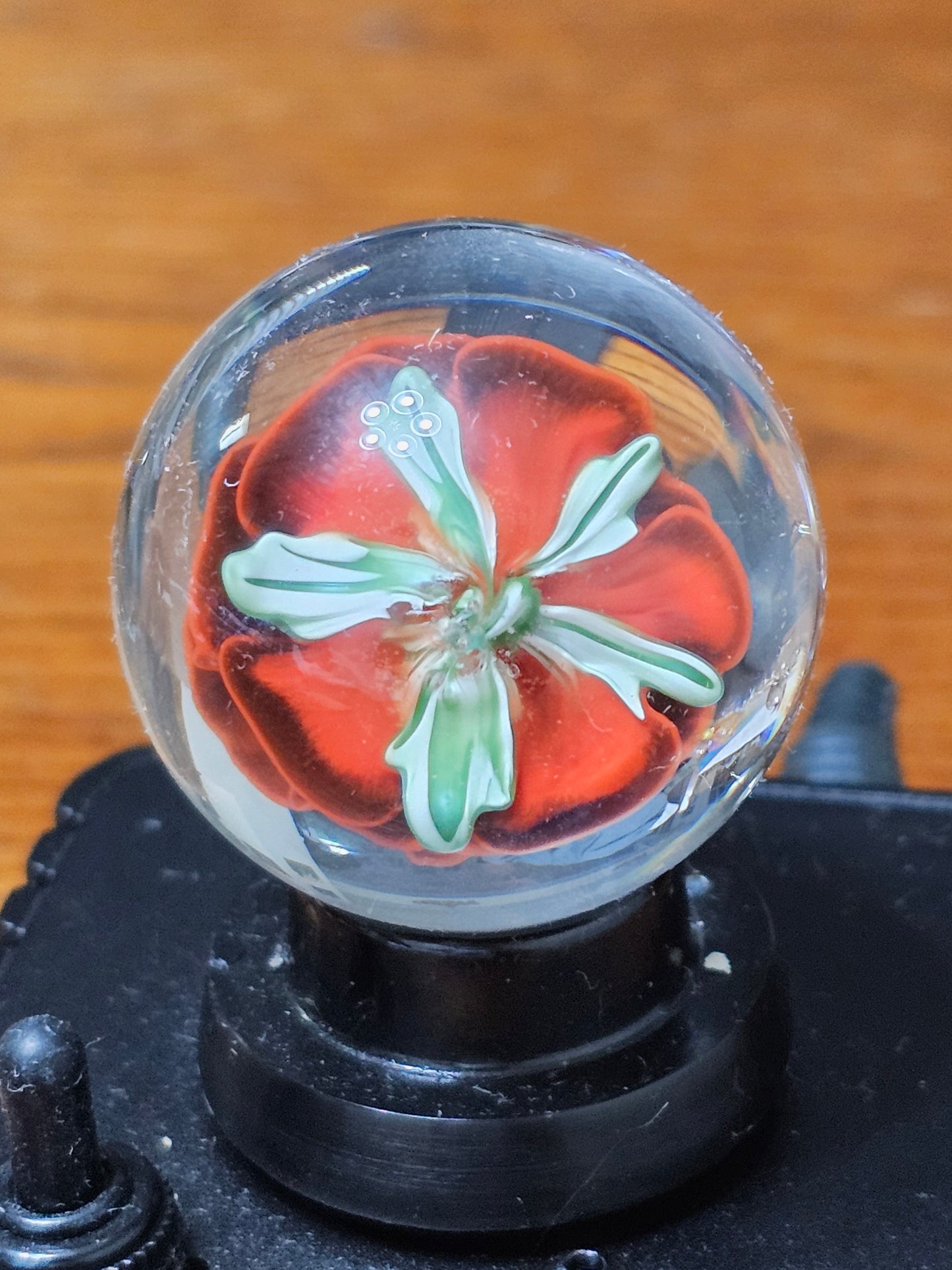 Poppy Red & Jet Black Floral Marble
