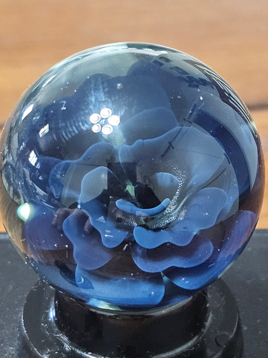 Jet Black & Cobalt Blue Floral Marble