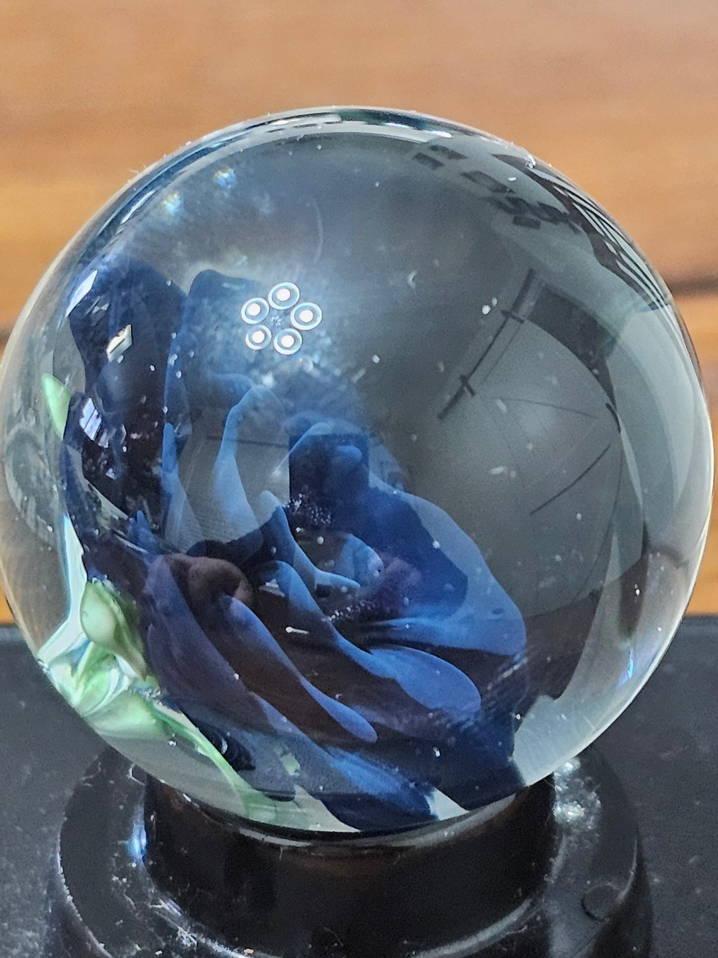 Jet Black & Cobalt Blue Floral Marble