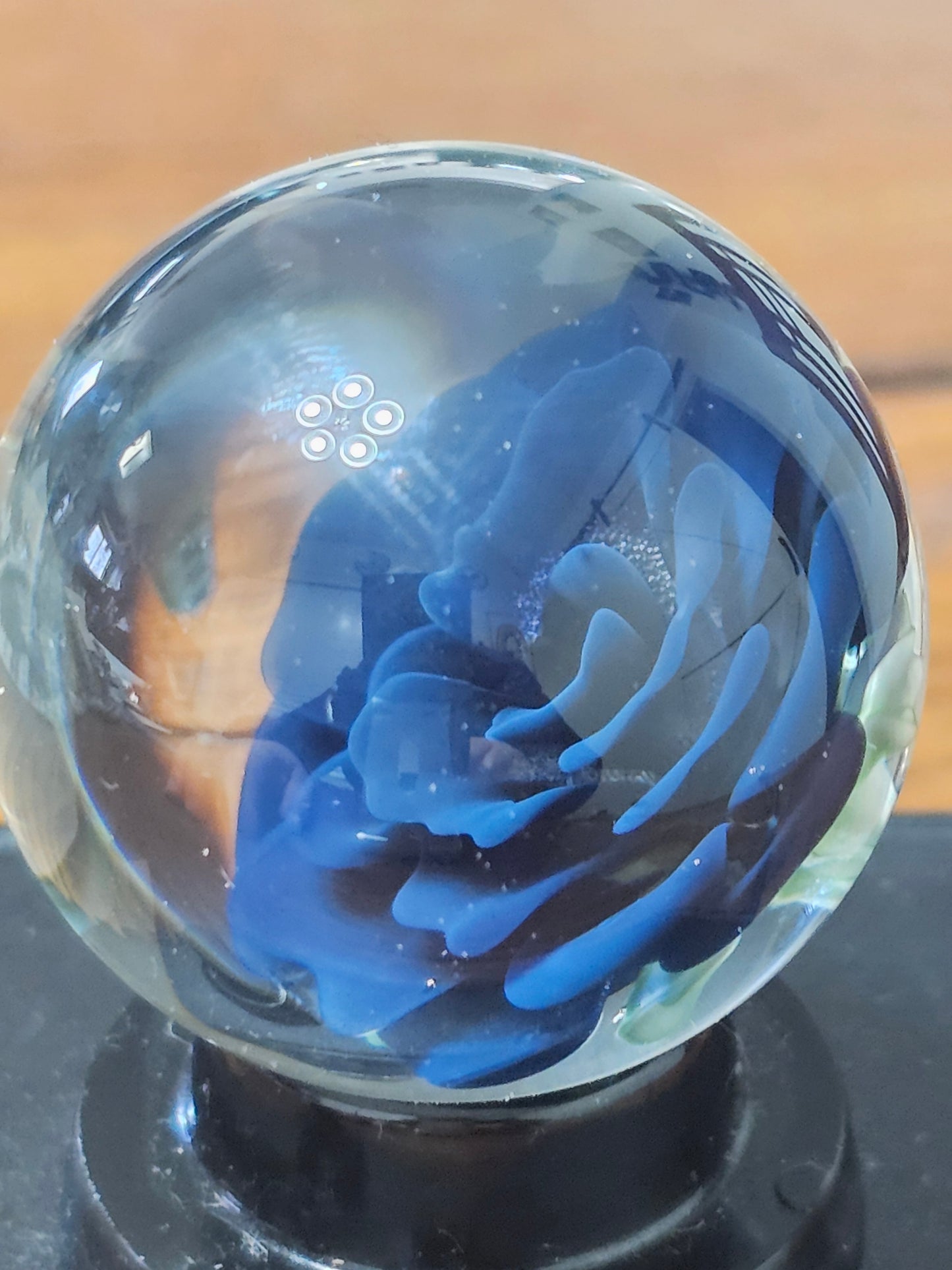 Jet Black & Cobalt Blue Floral Marble
