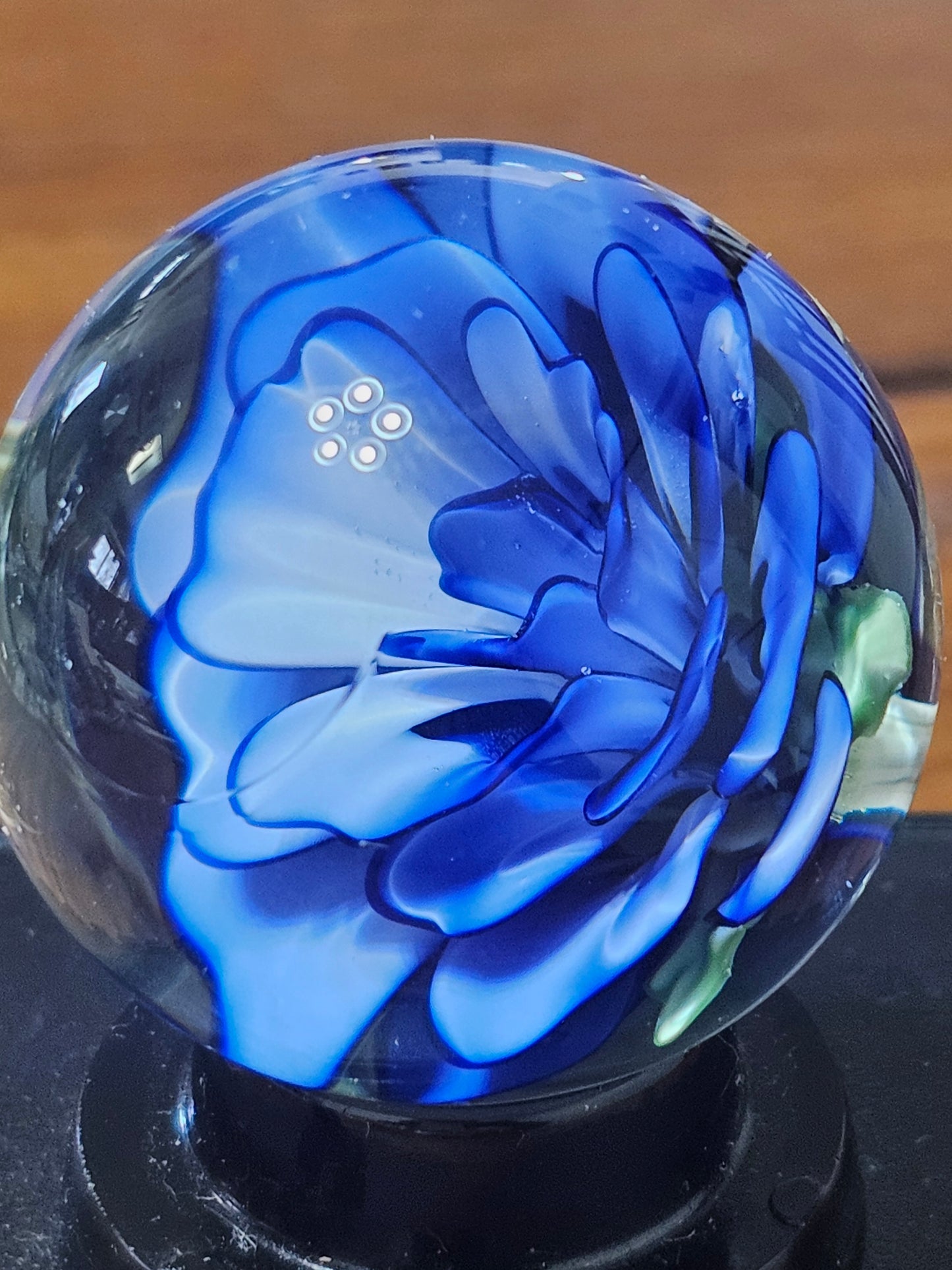 China White & Cobalt Blue Floral Marble