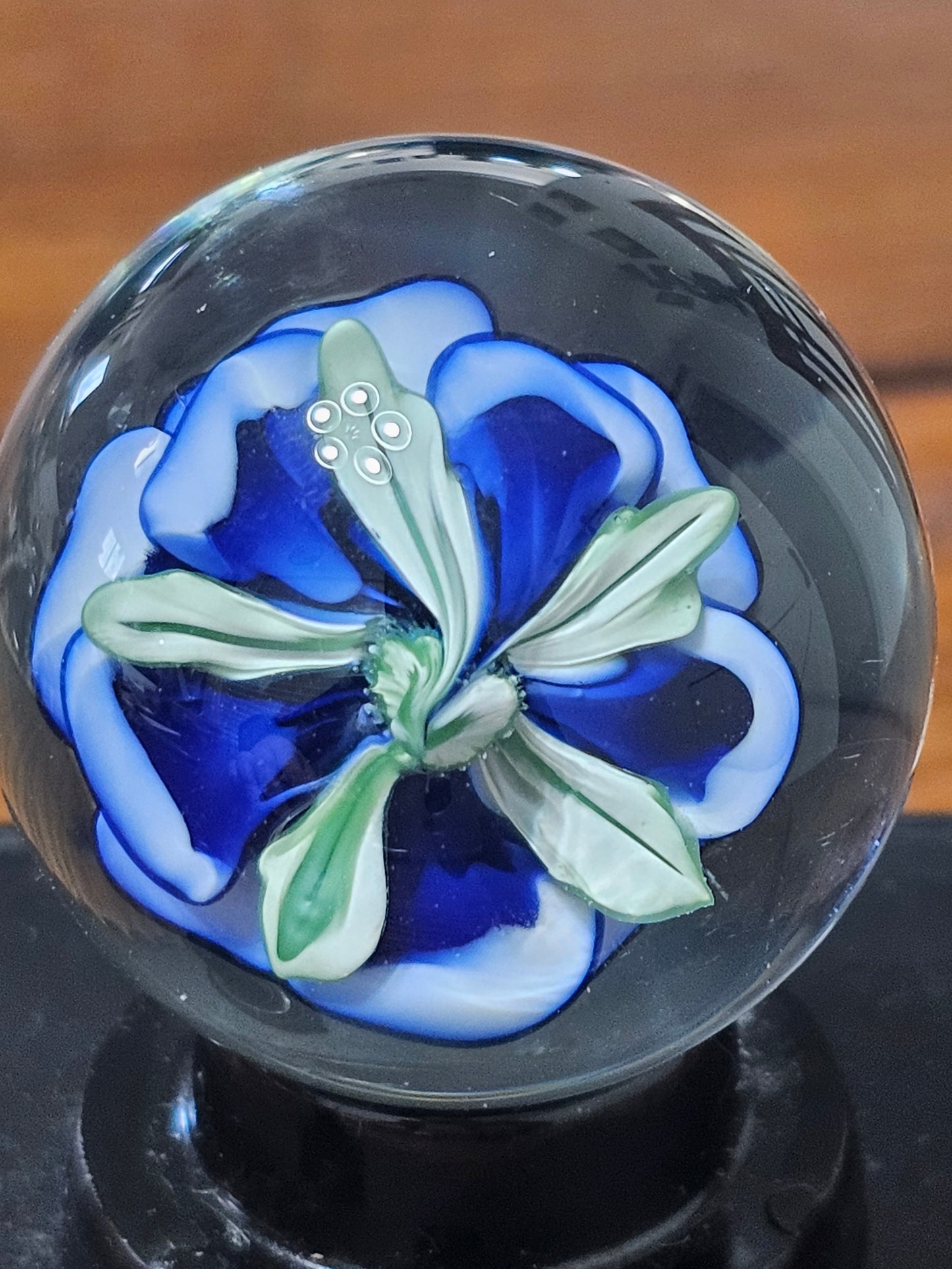 China White & Cobalt Blue Floral Marble