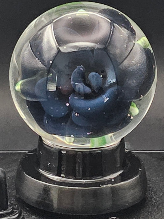 Jet Black & Cobalt Blue Floral Marble