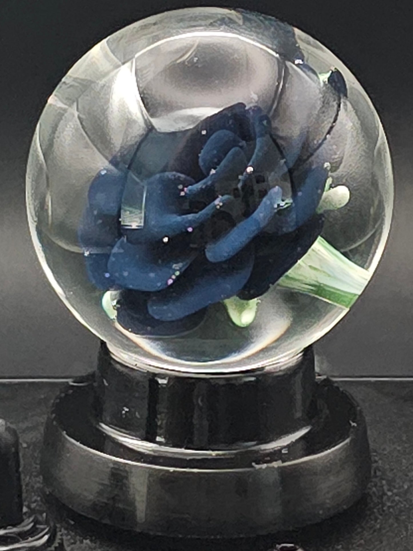 Jet Black & Cobalt Blue Floral Marble