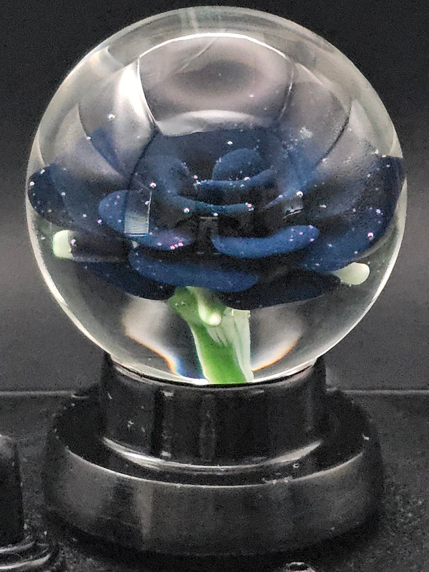 Jet Black & Cobalt Blue Floral Marble