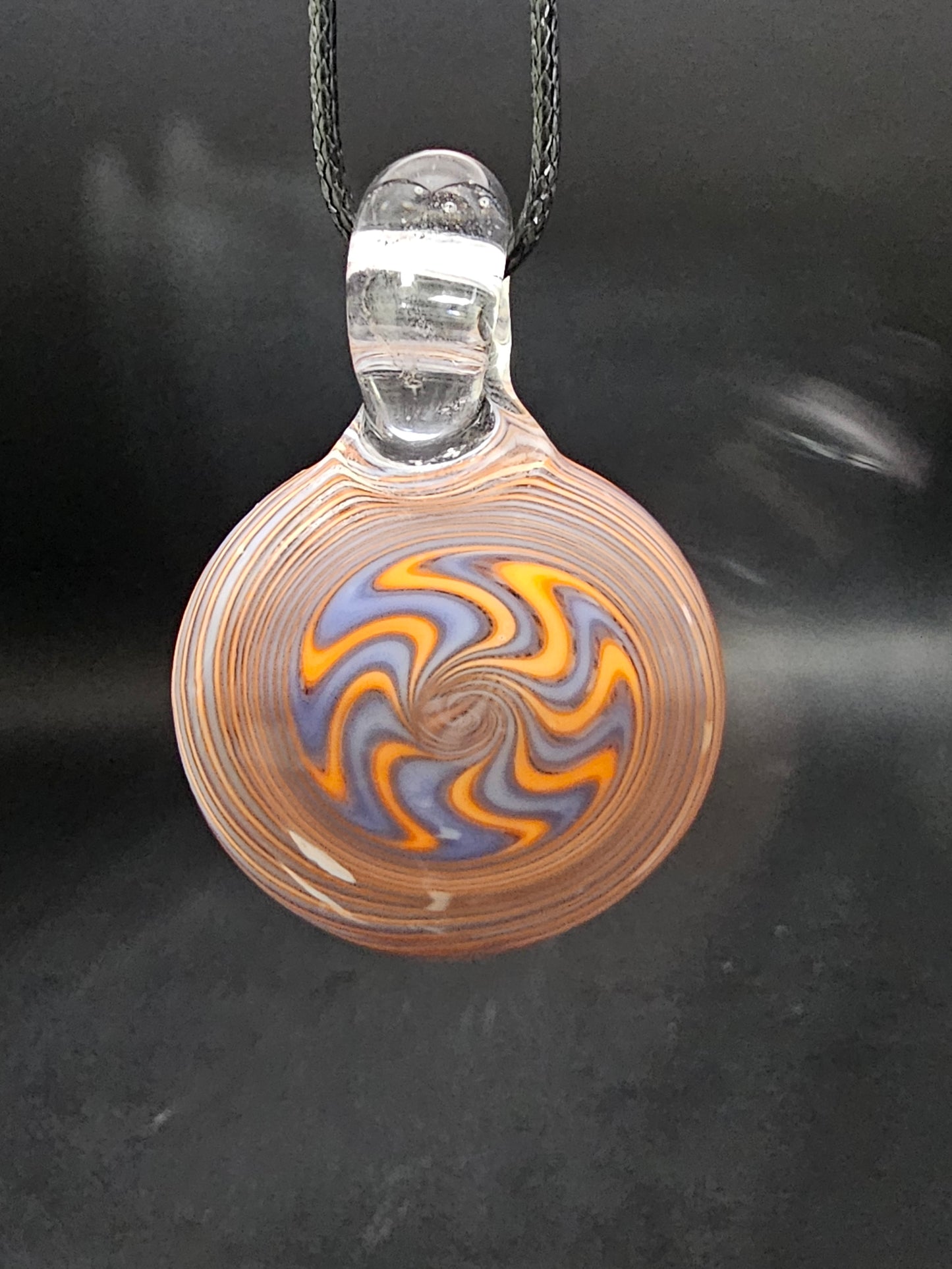 Periwinkle & Lava Orange Wigwag Spiral Pendant