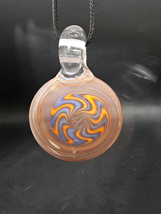 Periwinkle & Lava Orange Wigwag Spiral Pendant