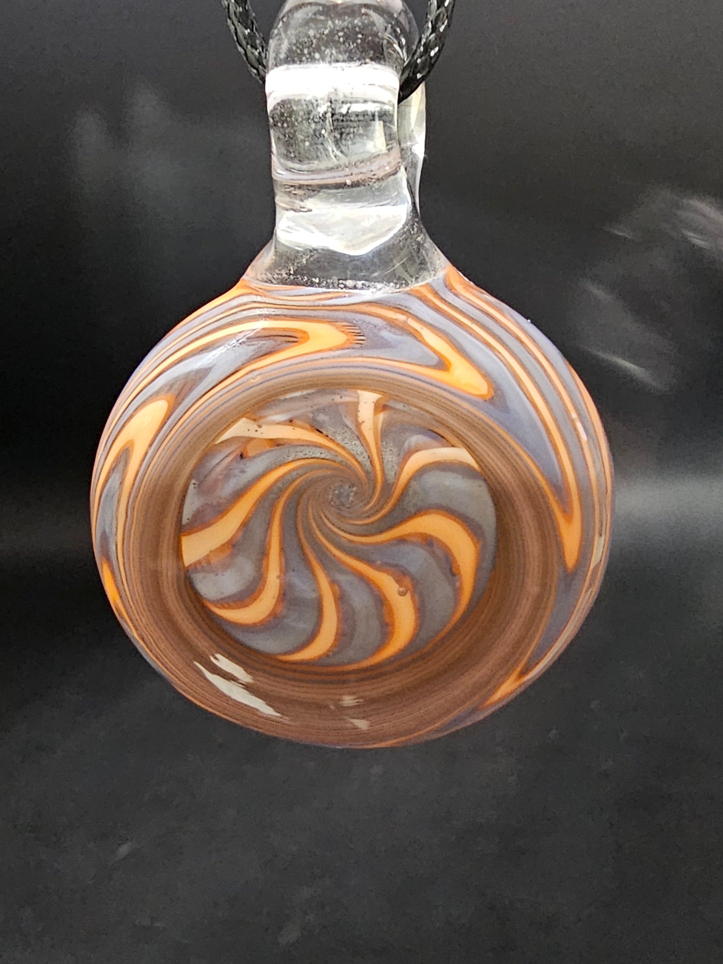 Periwinkle & Lava Orange Wigwag Spiral Pendant