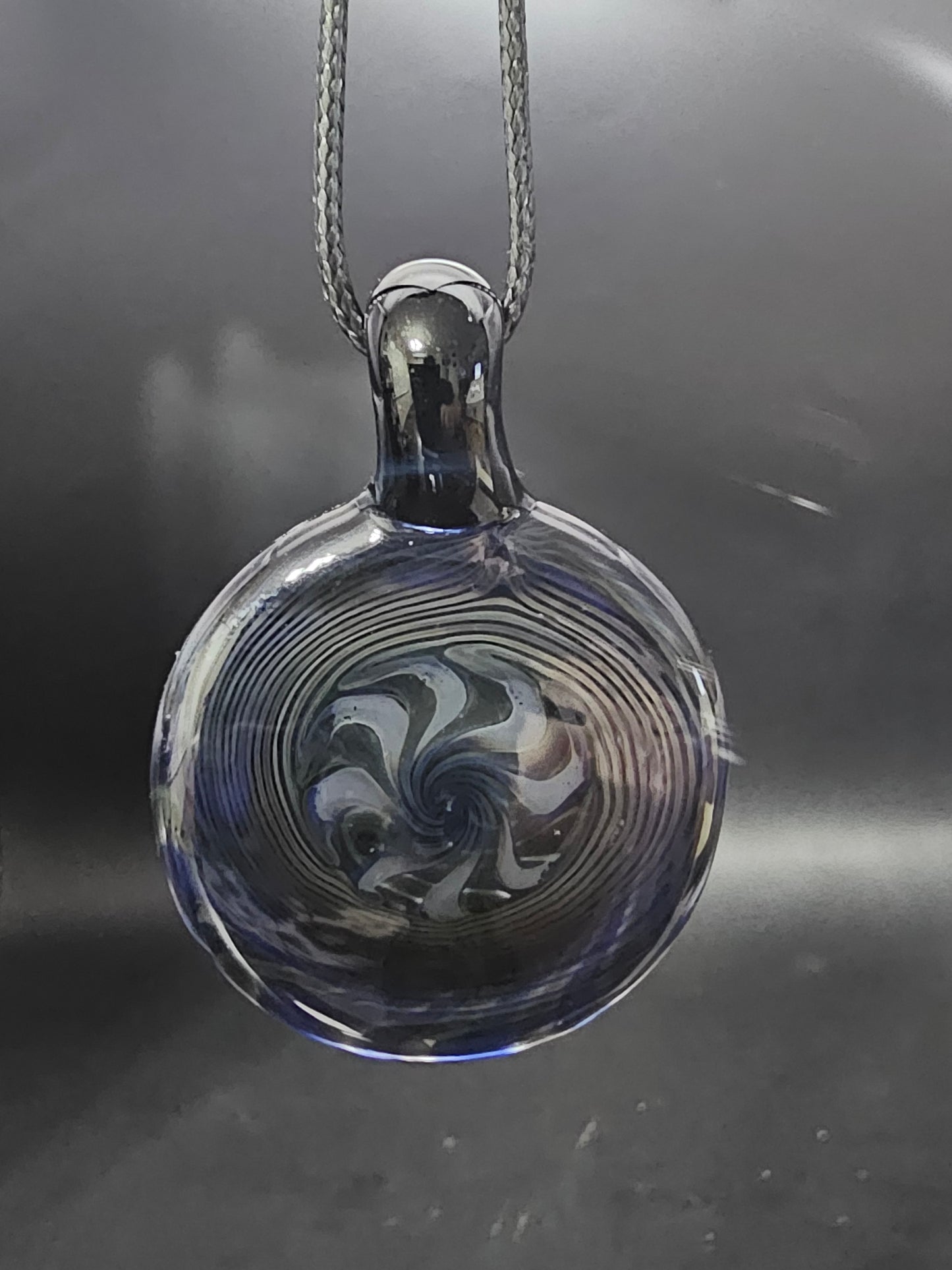 Cobalt Blue, Galaxy Black, Uranium (ION), & Silver Fumed Wigwag Spiral Pendant
