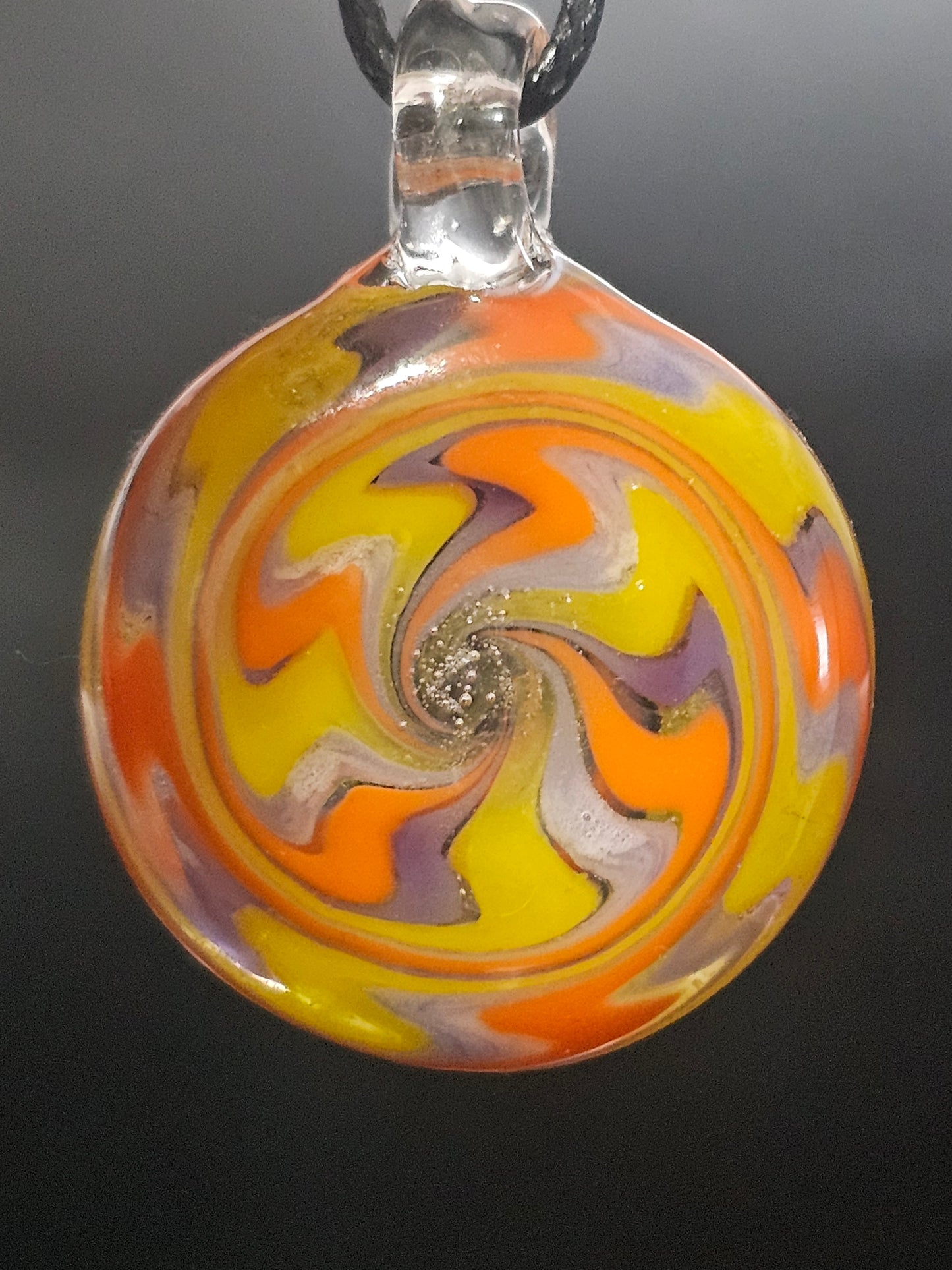 Lava Orange, Canary Yellow, Royal Jelly & China White Wigwag Spiral Pendant